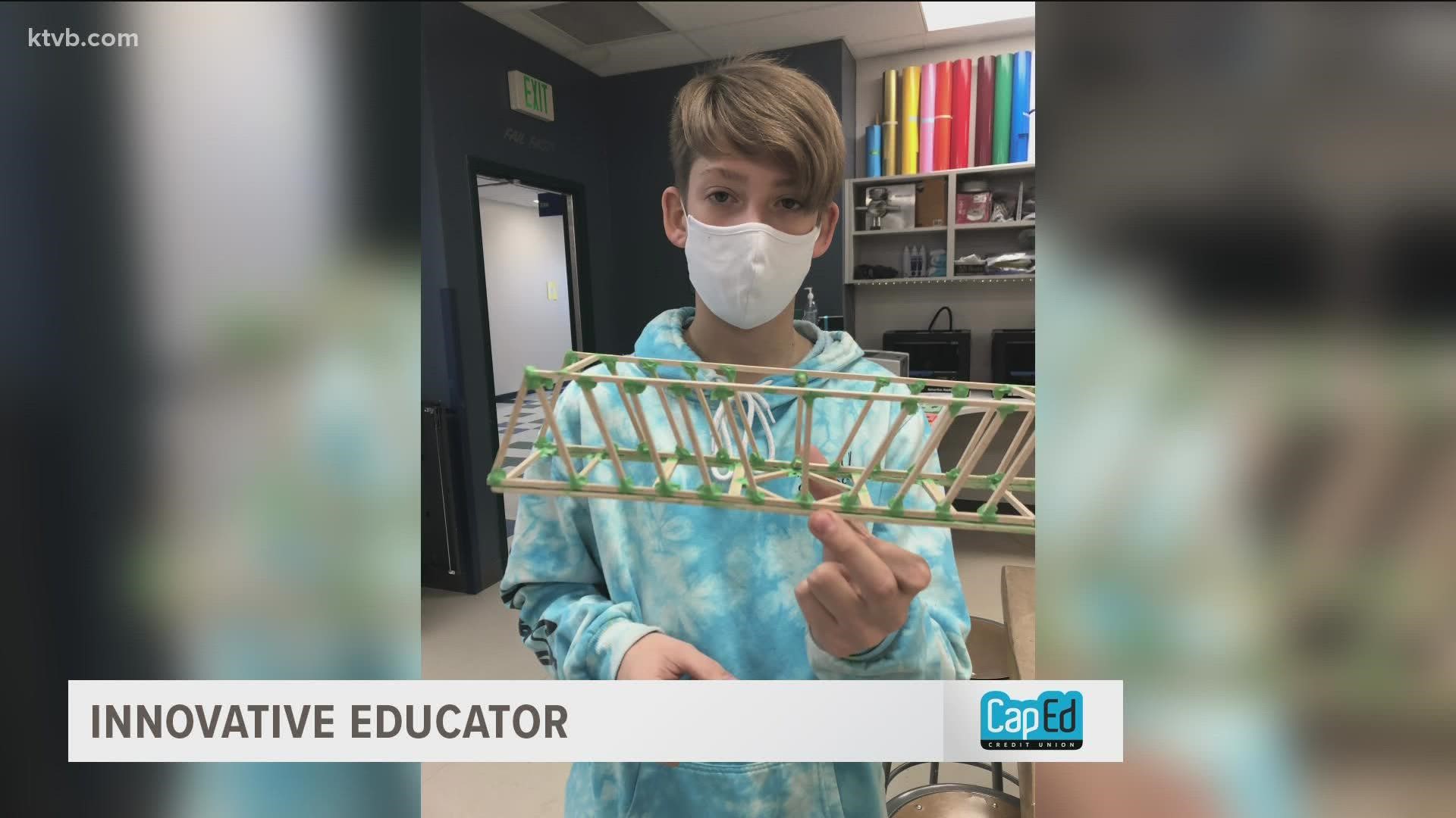 Brandon Hampton's junior-high pre-engineering students are building hot-air balloons, sturdy bridges and really fast cars.