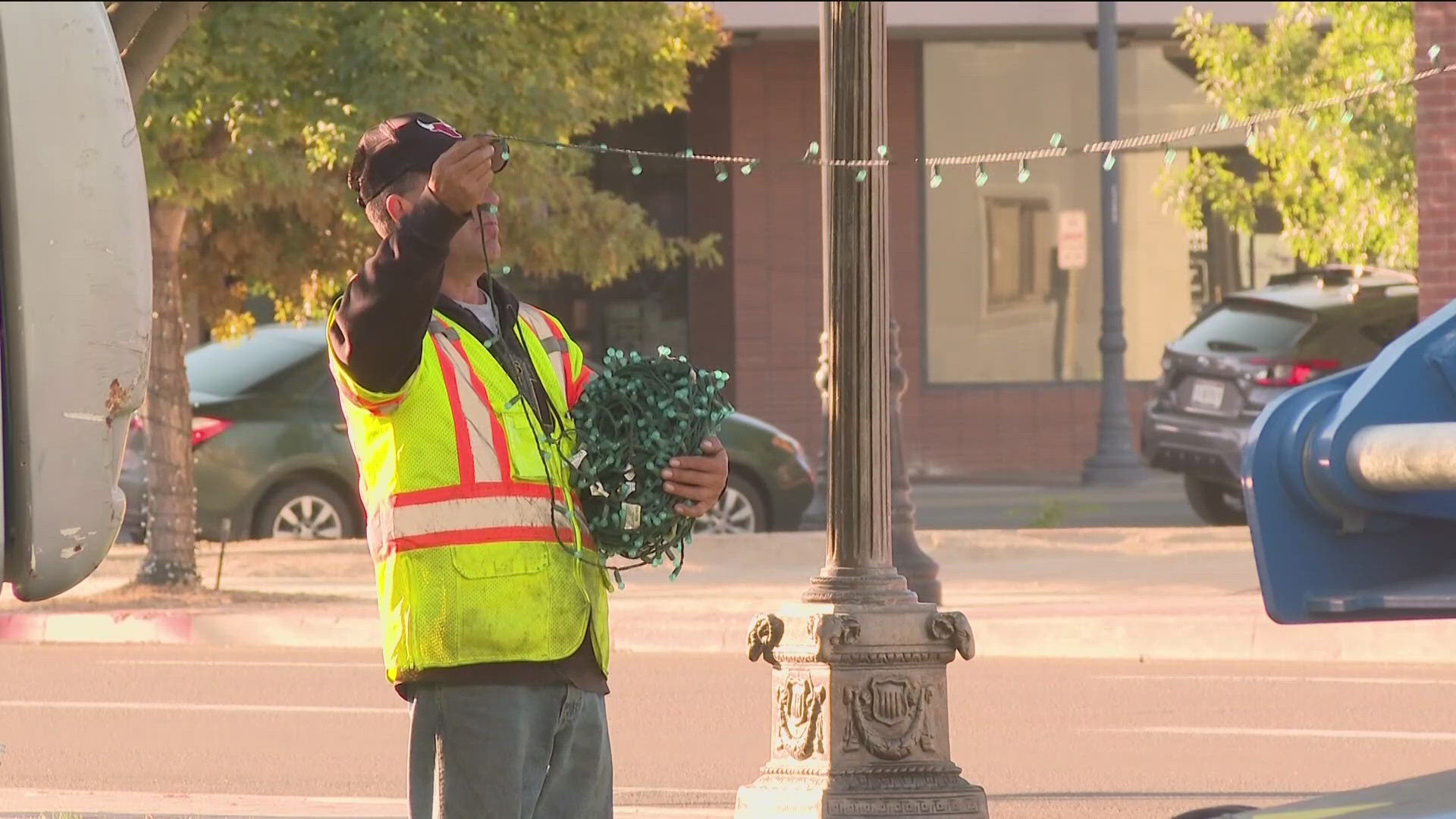 Caldwell parks and streets departments are working to transform the Indian Creek Plaza area into a ‘Winter Wonderland’ with over a million LED lights.