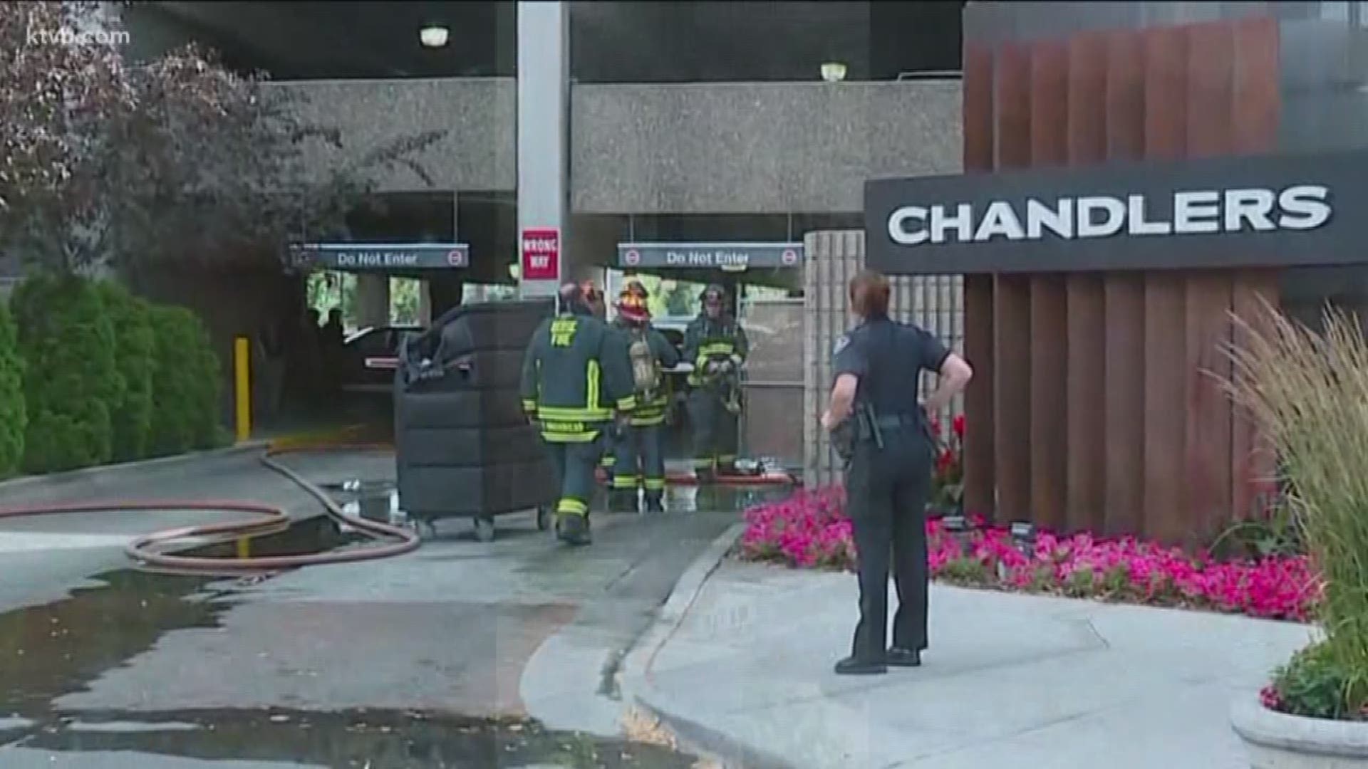 Boise firefighters were scattered across the city as they battled both a grass fire in the foothills and a dumpster fire near a popular restaurant in downtown Boise.