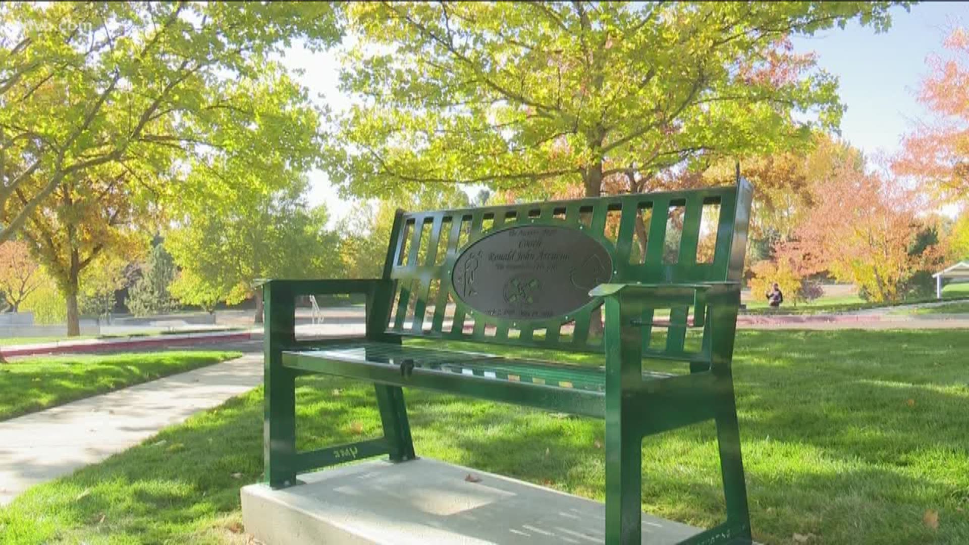 Ron Ascuena's memorial bench is the first-ever built by the city of Eagle.