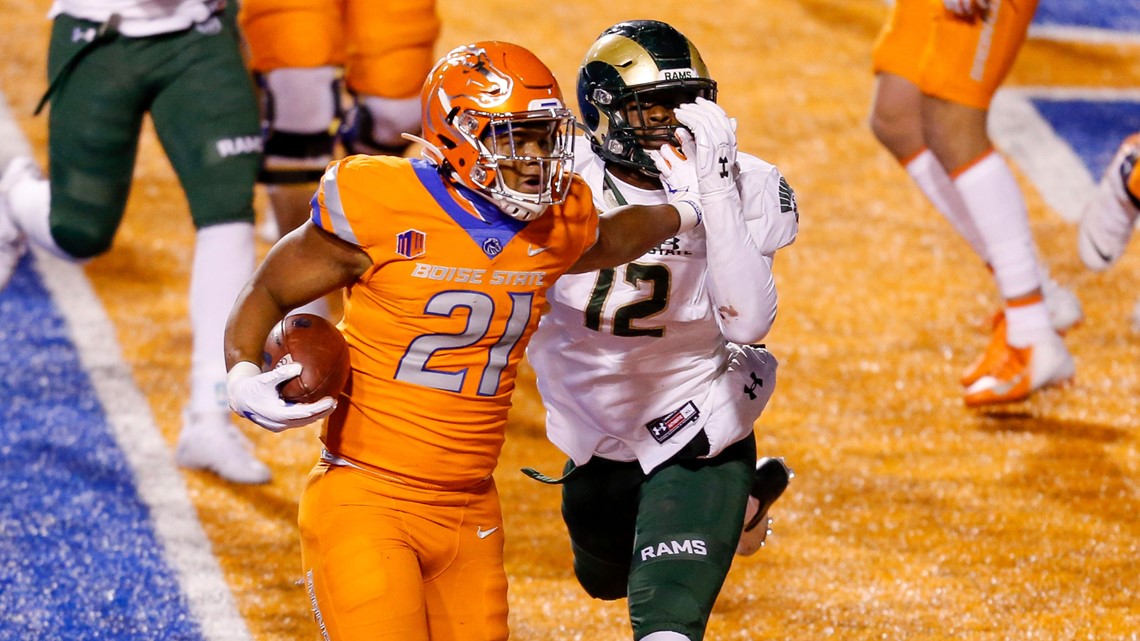 Boise State quarterback Hank Bachmeier (19) throws the ball against  Colorado State during the first half in an NCAA college football game  Thursday, Nov. 12, 2020, in Boise, Idaho. Boise State won