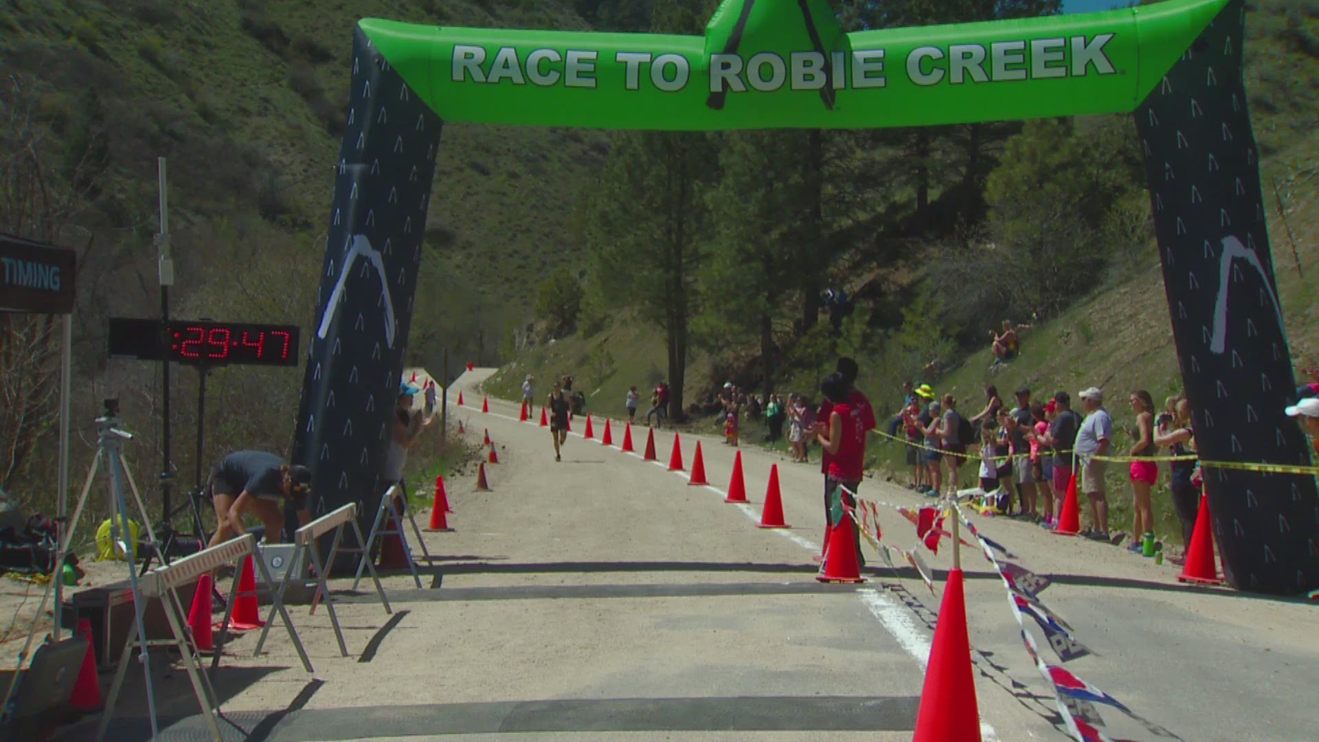 Second 10 minutes of runners crossing finish line in 41st annual Race to Robie Creek
