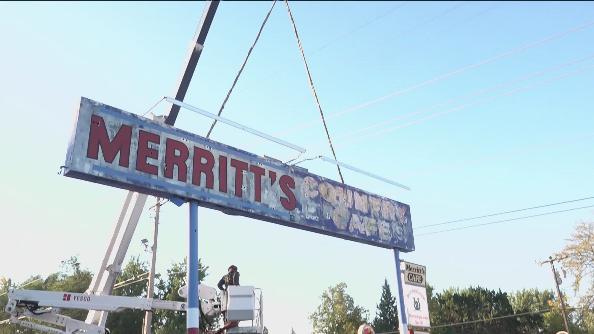 The Merritt's Family Restaurant and several other signs on State Street are gone as officials are widening the road.