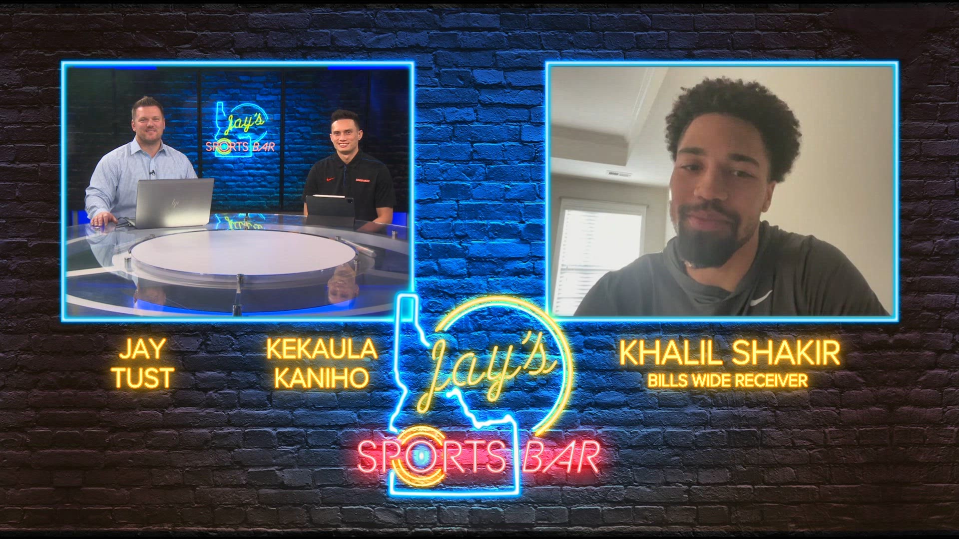 On the first episode of the Super Bowl Series, Buffalo Bills wide receiver Khalil Shakir joins KTVB's Jay Tust and former Bronco Kekaula Kaniho on Jay's Sports Bar.