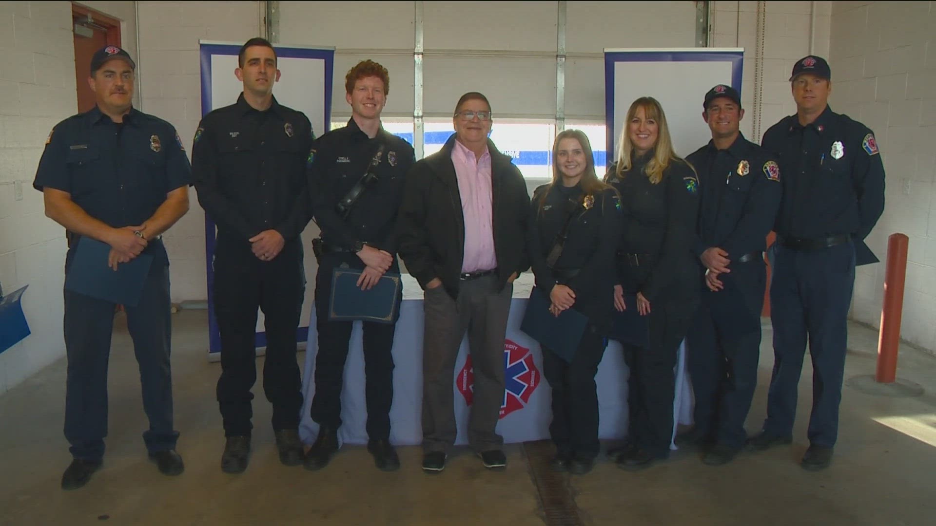 Tuesday's award ceremony was the first time Greg Corrie, the man first responders saved, thanked the people who saved his life in person.