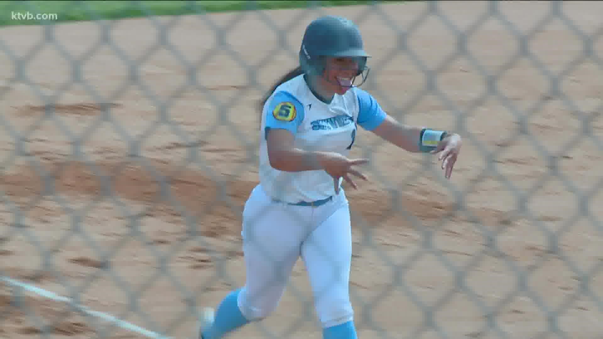 Top-seeded Skyview defeated Kuna 20-9 and Mountain View upset No. 2 Timberline 5-3 in the 5A SIC softball district tournament quarterfinals on Tuesday.