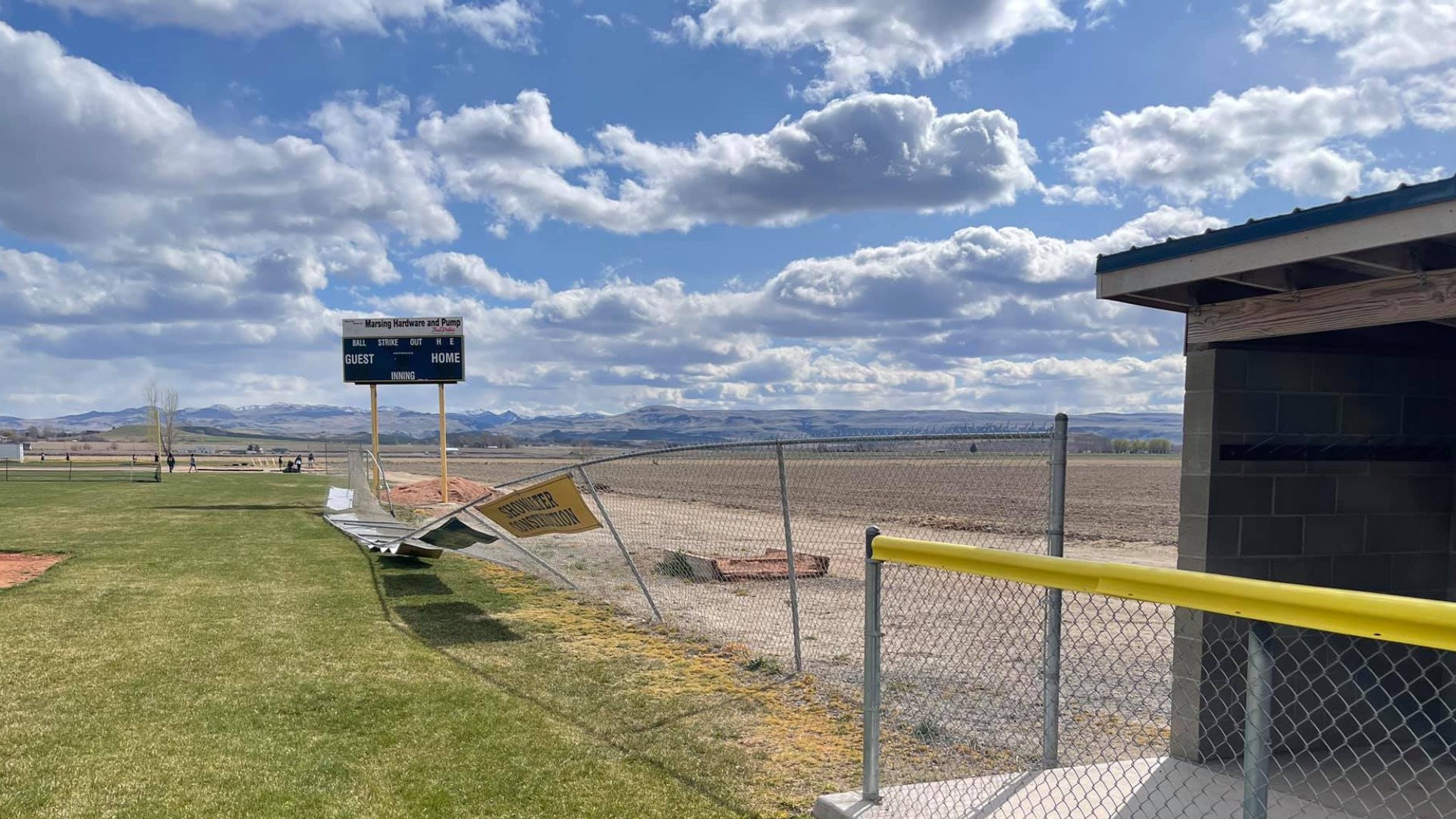 Marsing baseball field damaged by wind