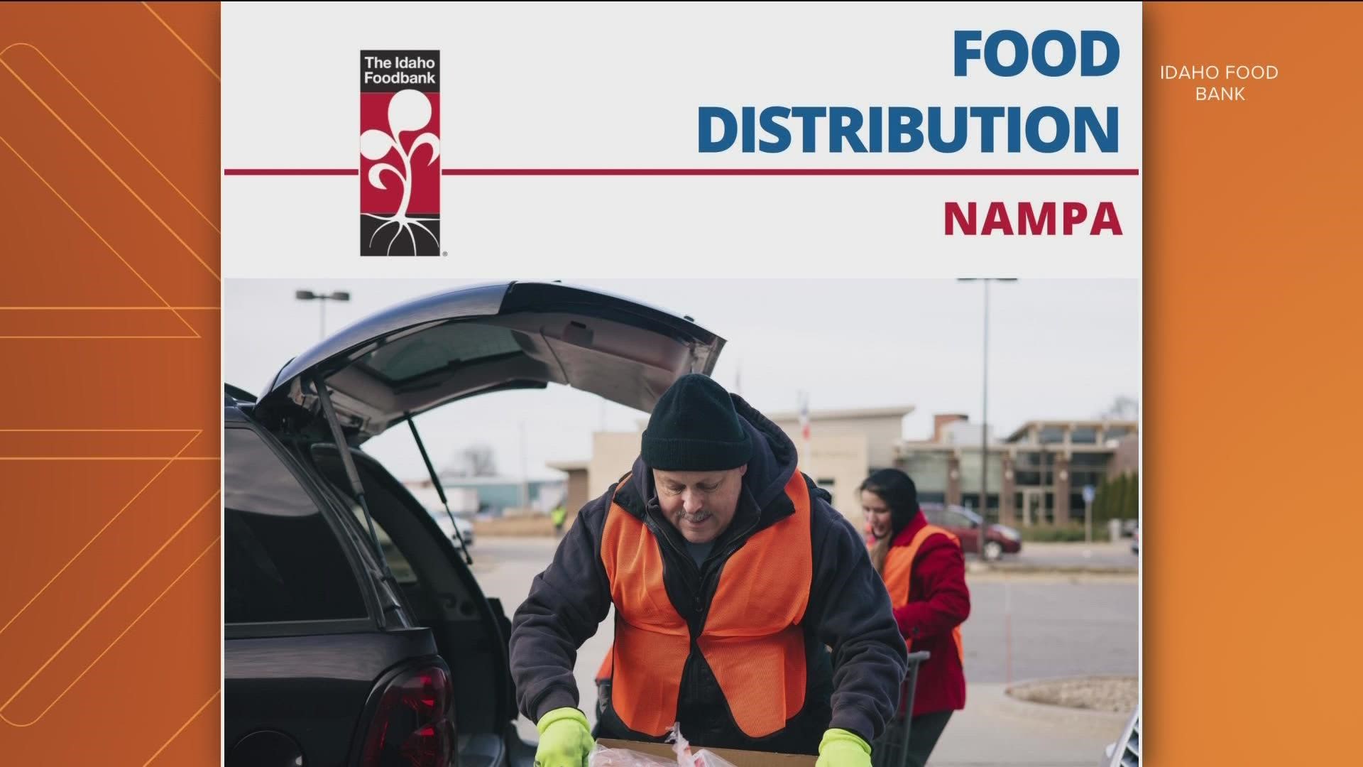 The Idaho Foodbank free food distribution is 11 a.m. to 3 p.m. in the Ford Idaho Center parking lot. If you need food, just show up.