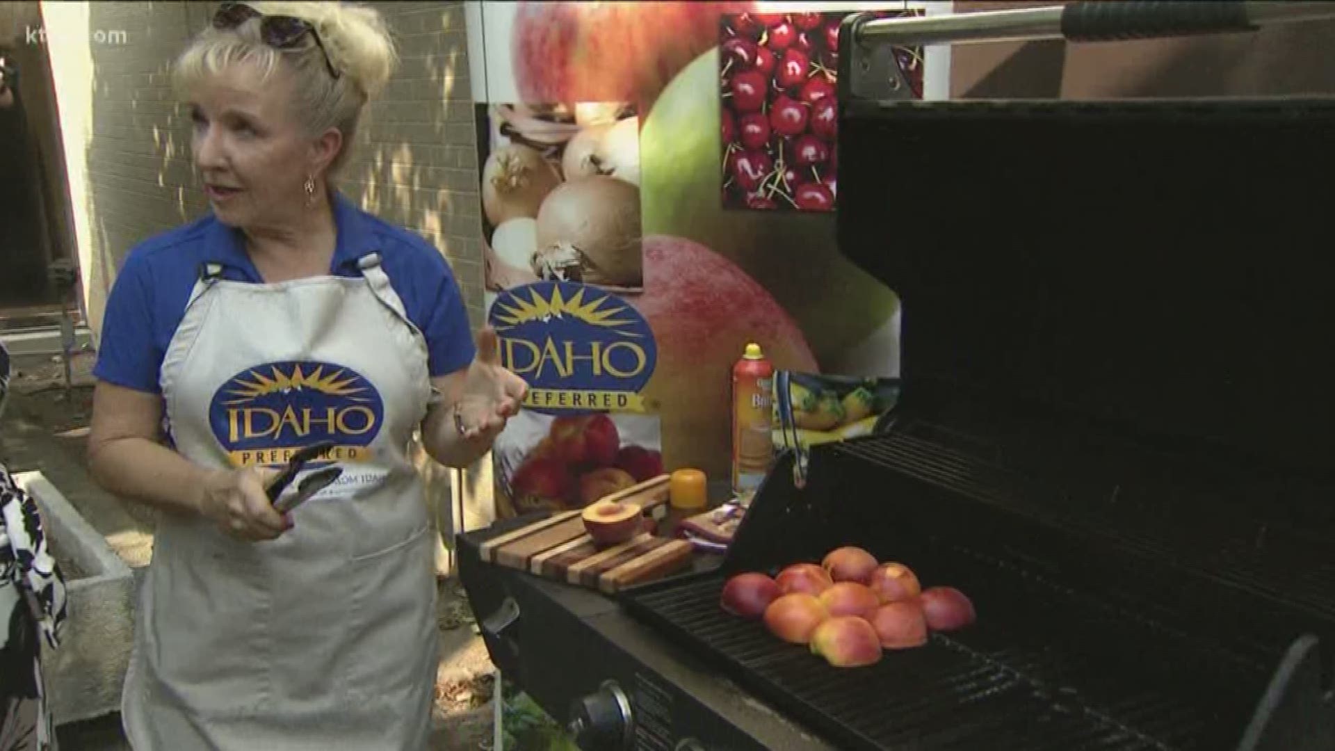 Leah Clark with Preferred Idaho is grilling up peaches on the KTVB patio.