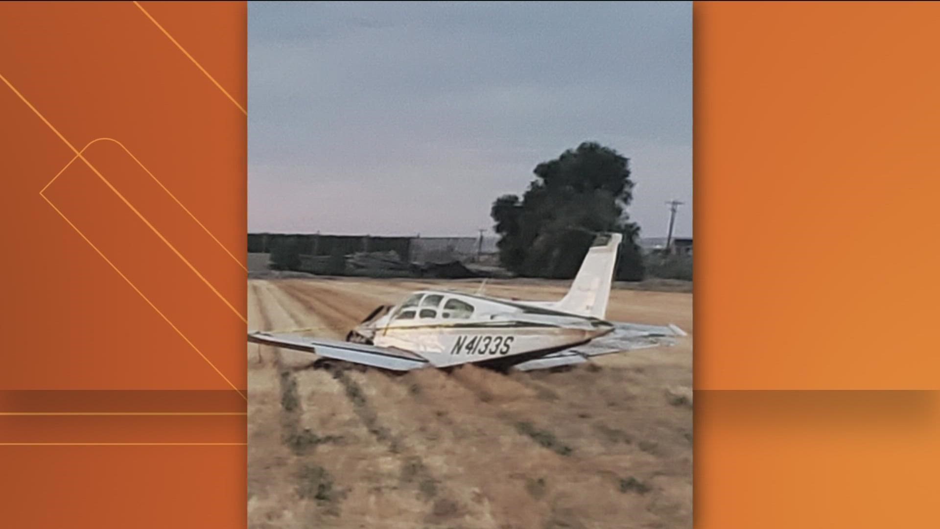 The men were taken to the hospital with non-life-threatening injuries after their Cessna went down in Wilder, Idaho. They reported engine trouble en route to Parma.