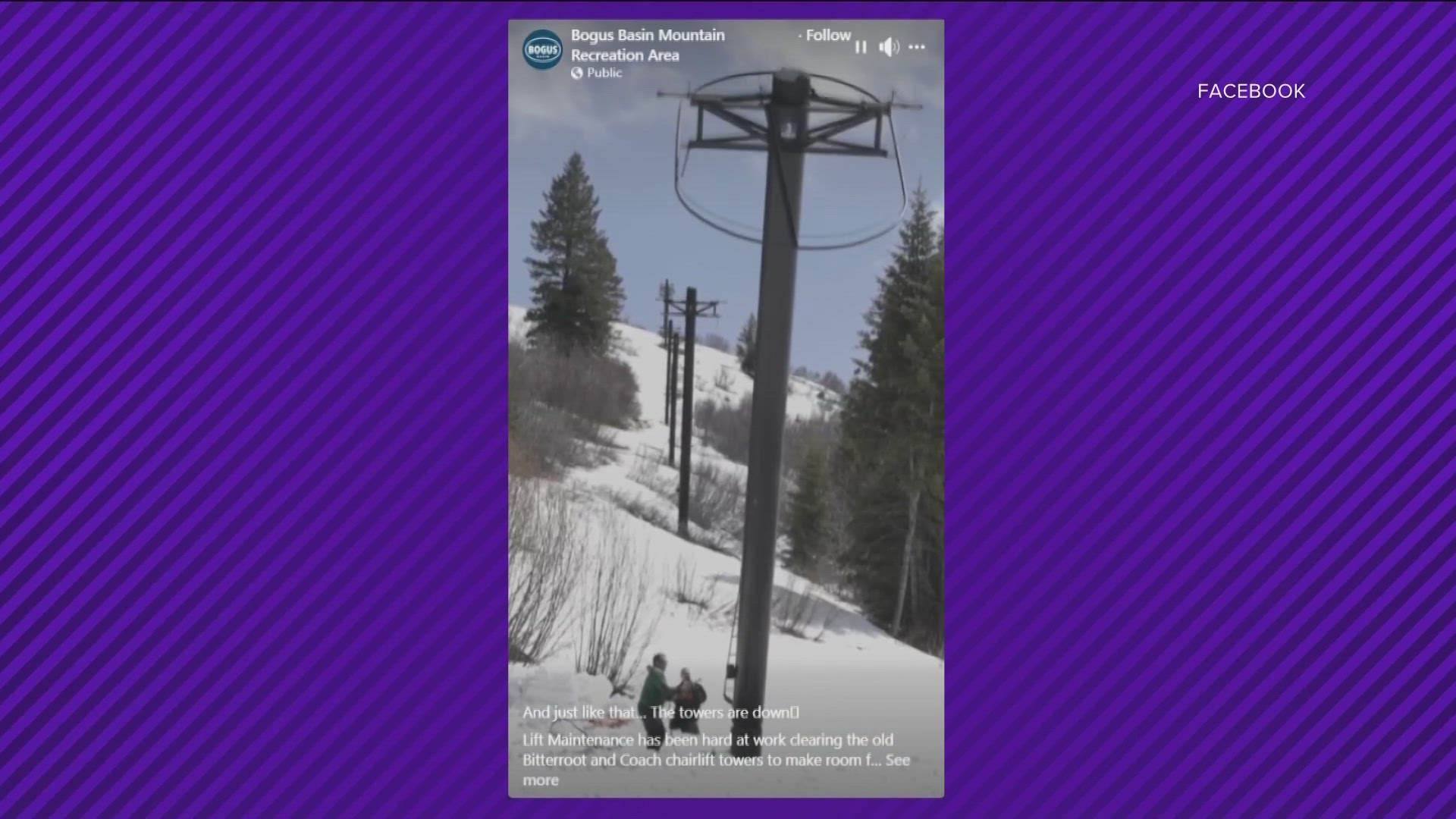 The old Bitterroot and Coach chairlift towers officially came down. But Bogus Basin is auctioning off pieces for the public to purchase.