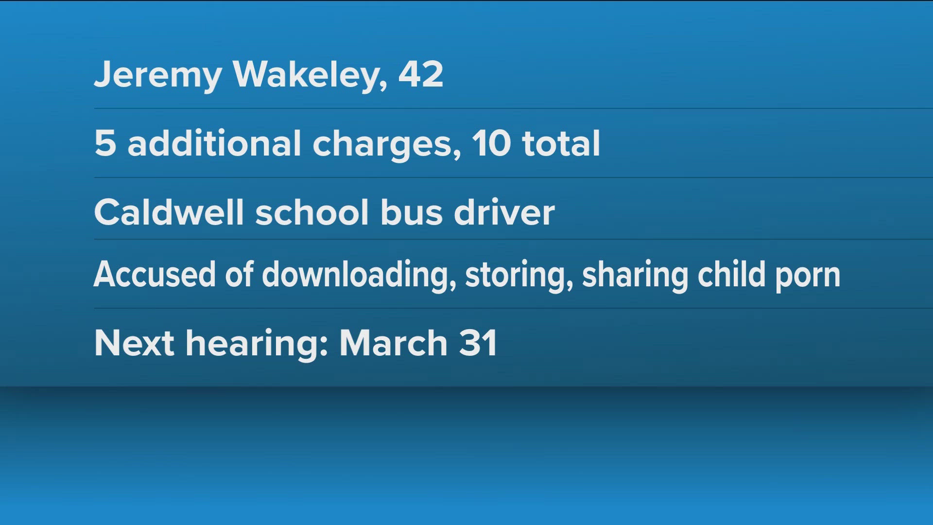 Caldwell school bus driver now facing 10 child sexual exploitation ...