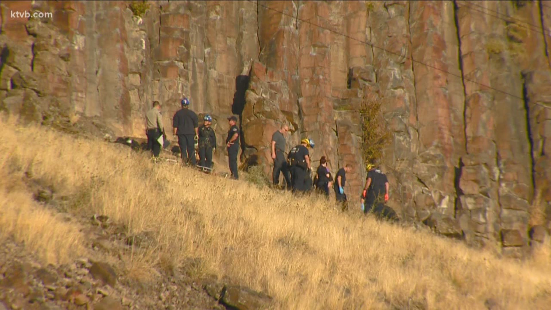 The Ada County Sheriff's Office says the man experienced some kind of equipment failure and fell about 40 feet.