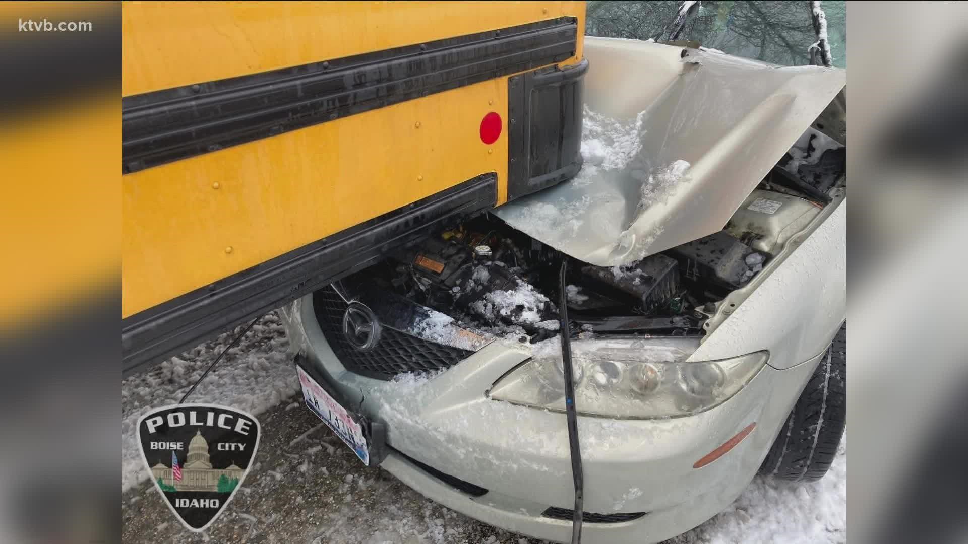 The Boise Police Department responded to a traffic collision Thursday involving a school bus.