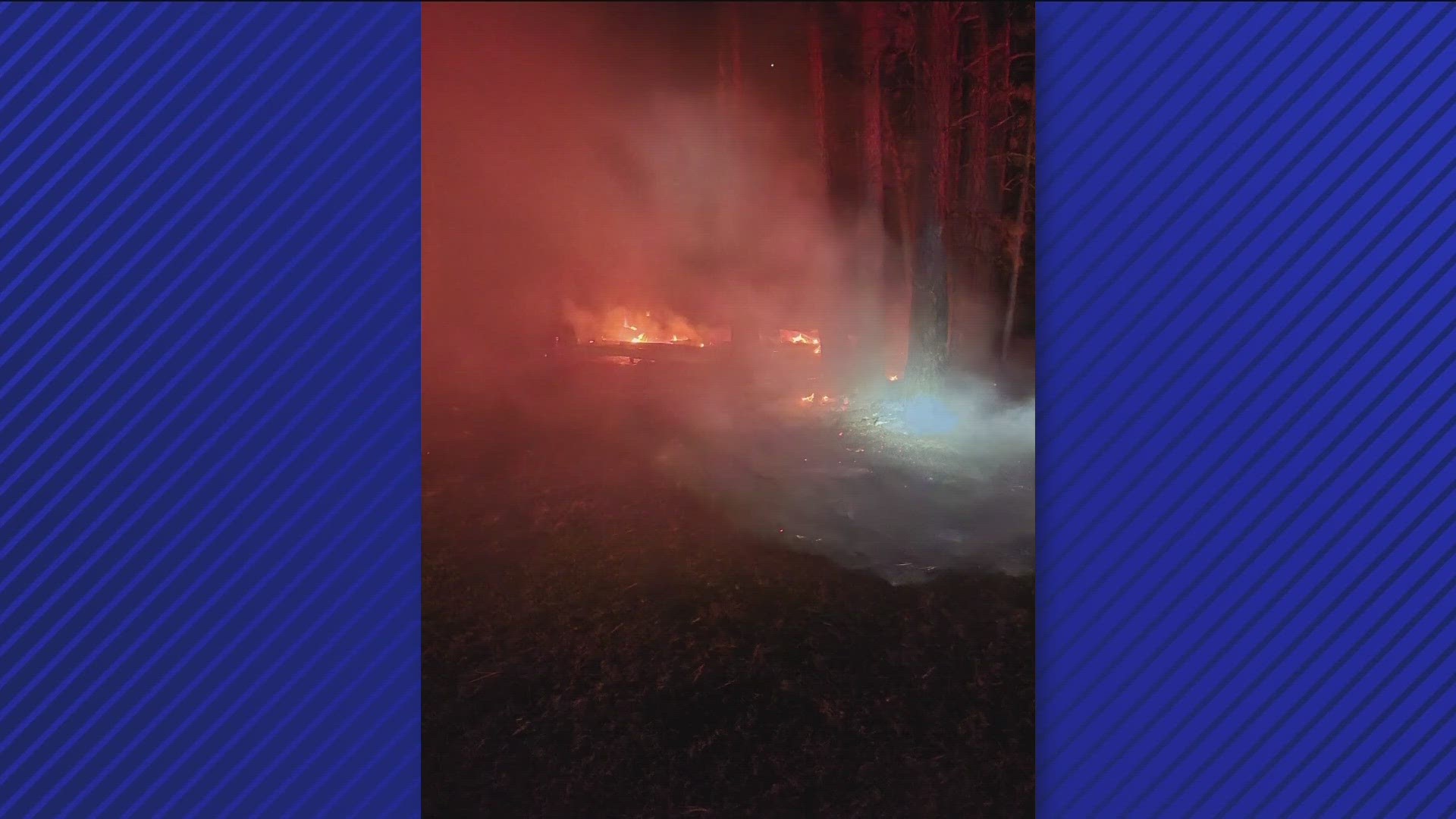 The Cascade Fire Department said it happened near Crown Point, and the fire burned half an acre.
