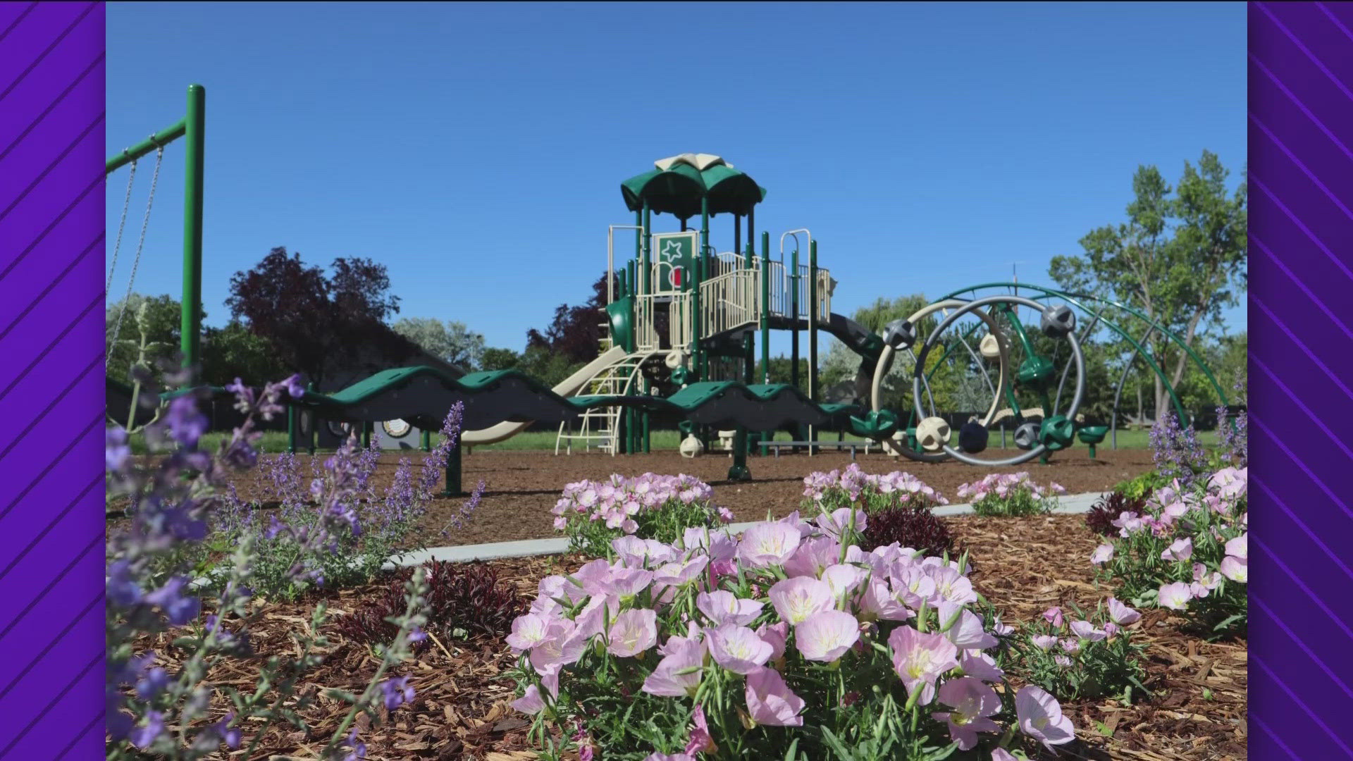 Primrose Park is a 1.5-acre space with a playground, open play areas, an outdoor fitness center and accessible parking for ADA vans.
