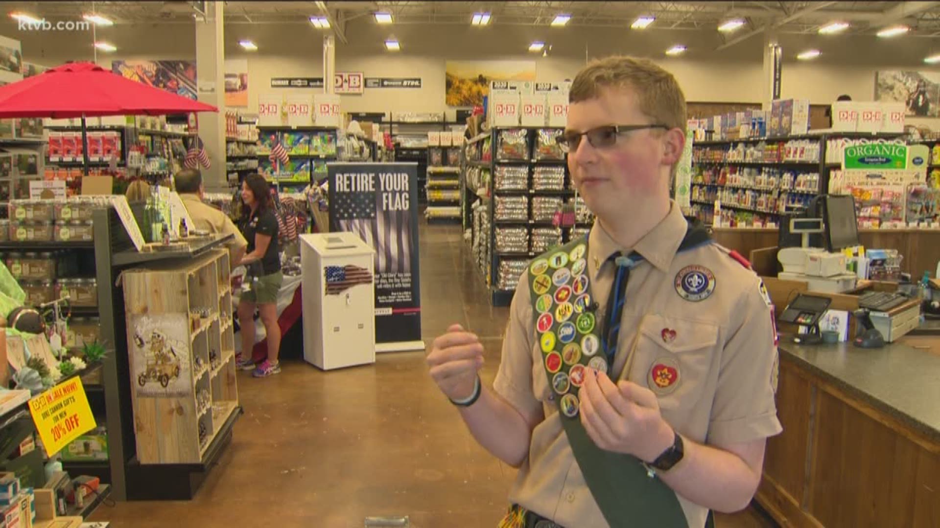 An Eagle Scout and D&B Supply are teaming to retire old flags with honor.