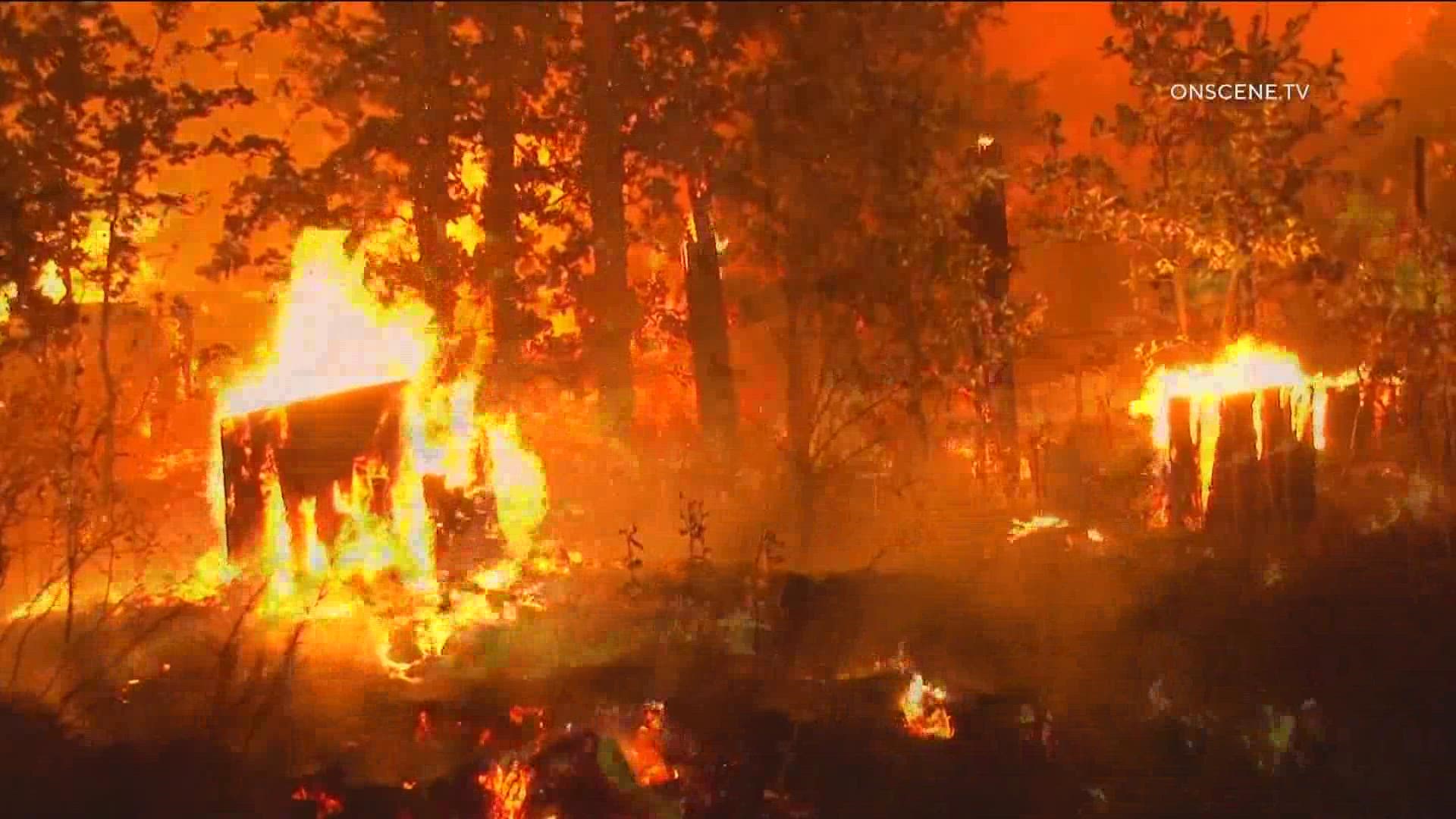 The Oak Fire has already burned at least 10 homes and forced thousands of people to evacuate.
