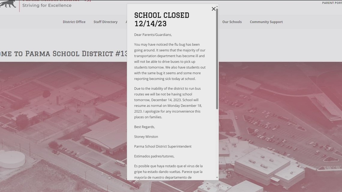 Parma schools closed after 'majority' of bus drivers sick