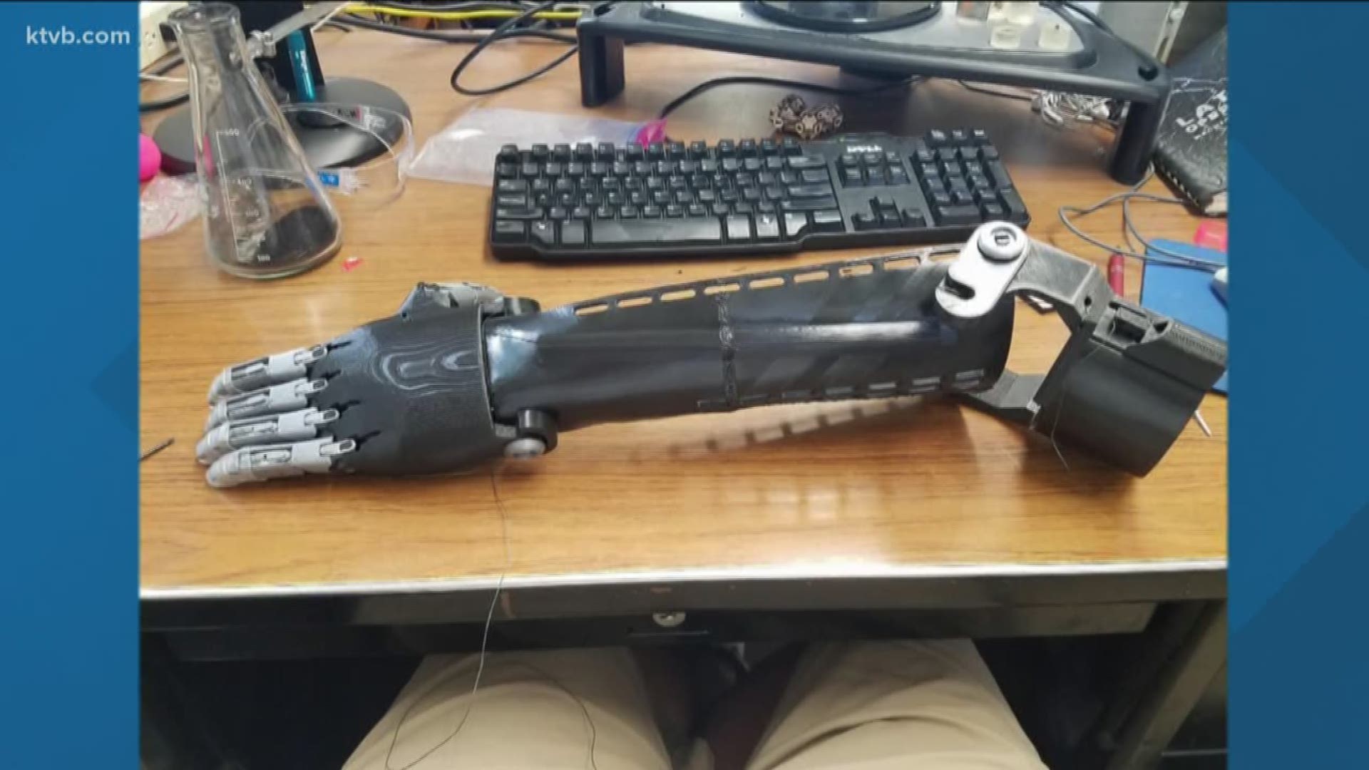 A University of Idaho student made a prosthetic arm using a 3D printer for a childhood friend after he lost half of his left arm in a car accident.