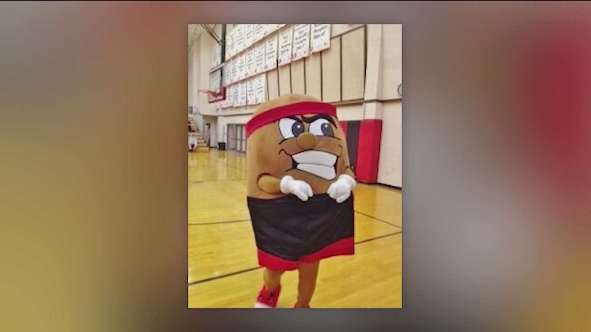 The mascot for Shelley high school is a Burbank russet potato, known as Boomer.