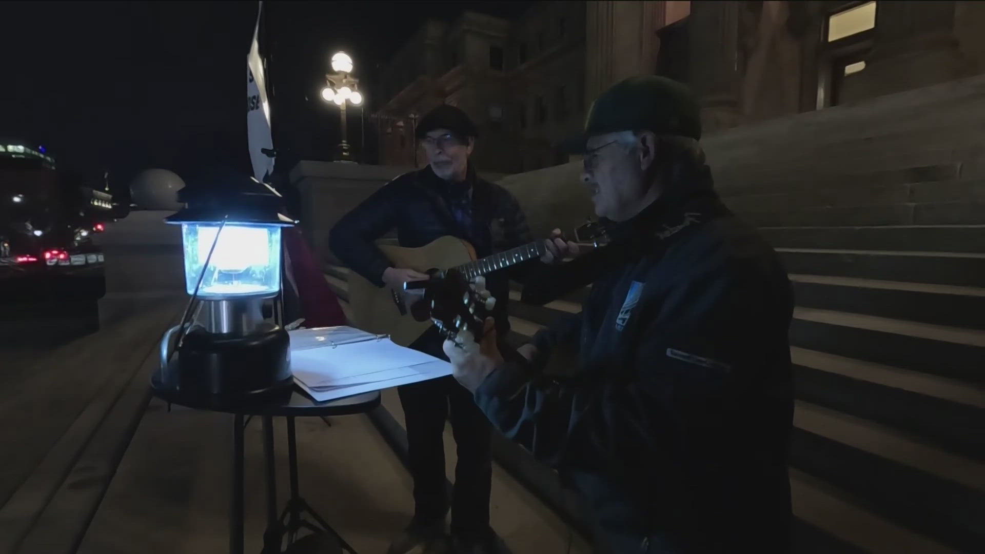 About 40 people gathered on Idaho's Capitol steps to spread the message of solidarity with the immigrant community. 