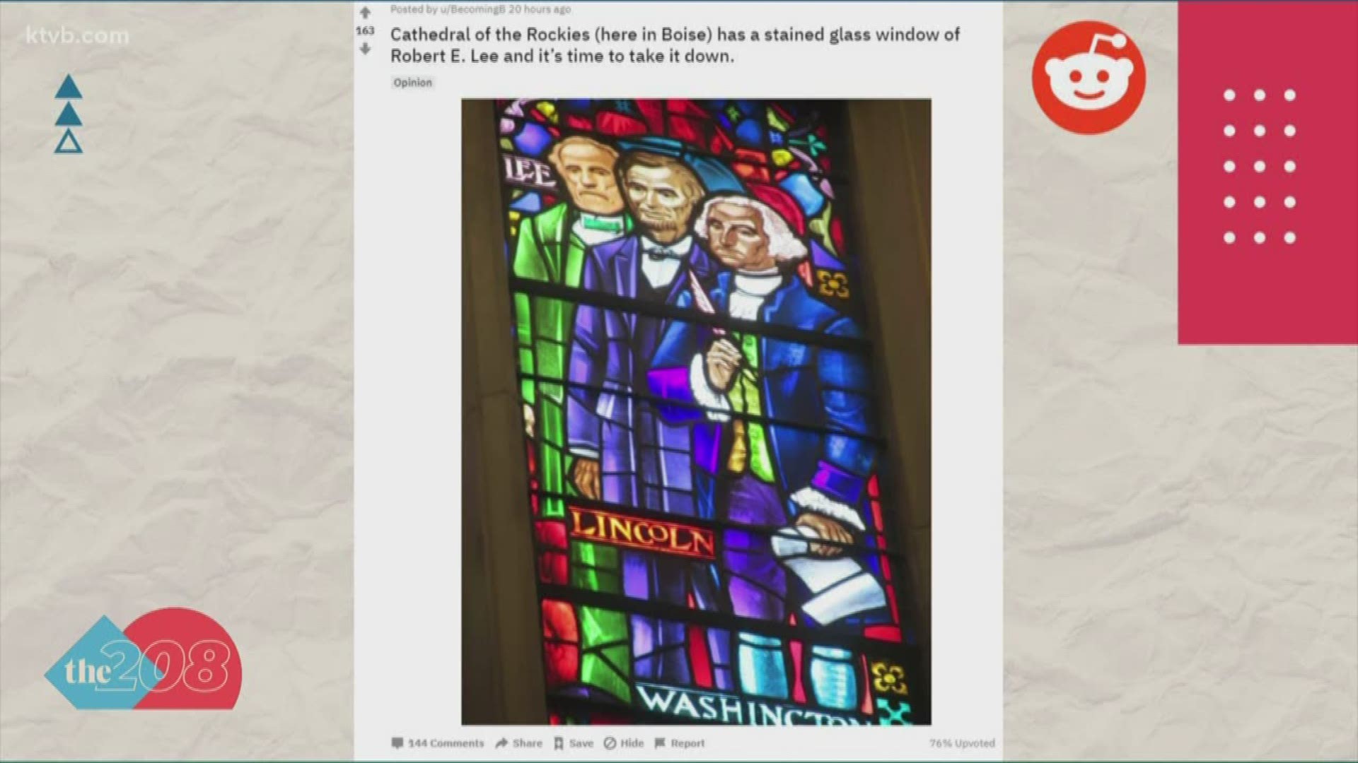 With all the racial turmoil throughout the nation right now, the window at the Cathedral of the Rockies has become a talking point on social media.