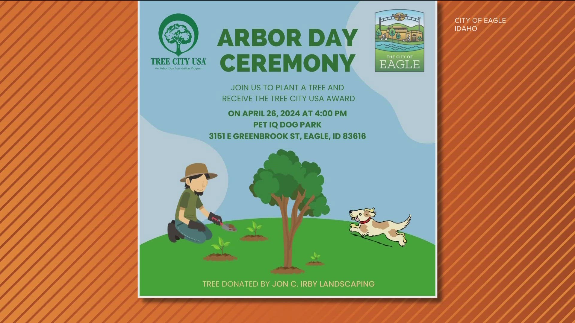 The event is at 4pm at the Petiq Dog Park in Eagle, located at 3151 East Greenbrook Street.