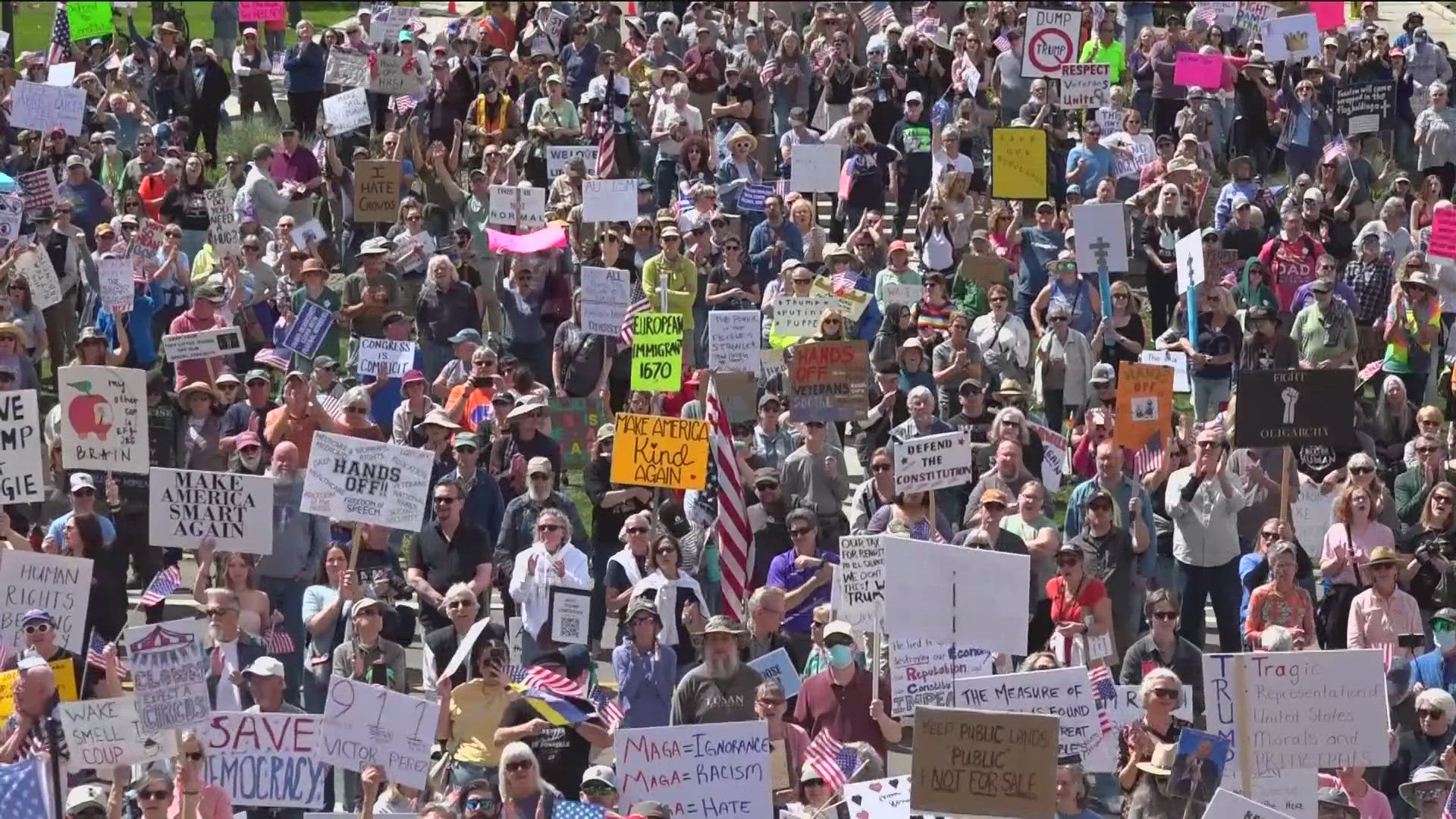 At least 2,000 demonstrators gathered at the Idaho State Capitol on Saturday as part of the 50501 movement's "National Day of Action."