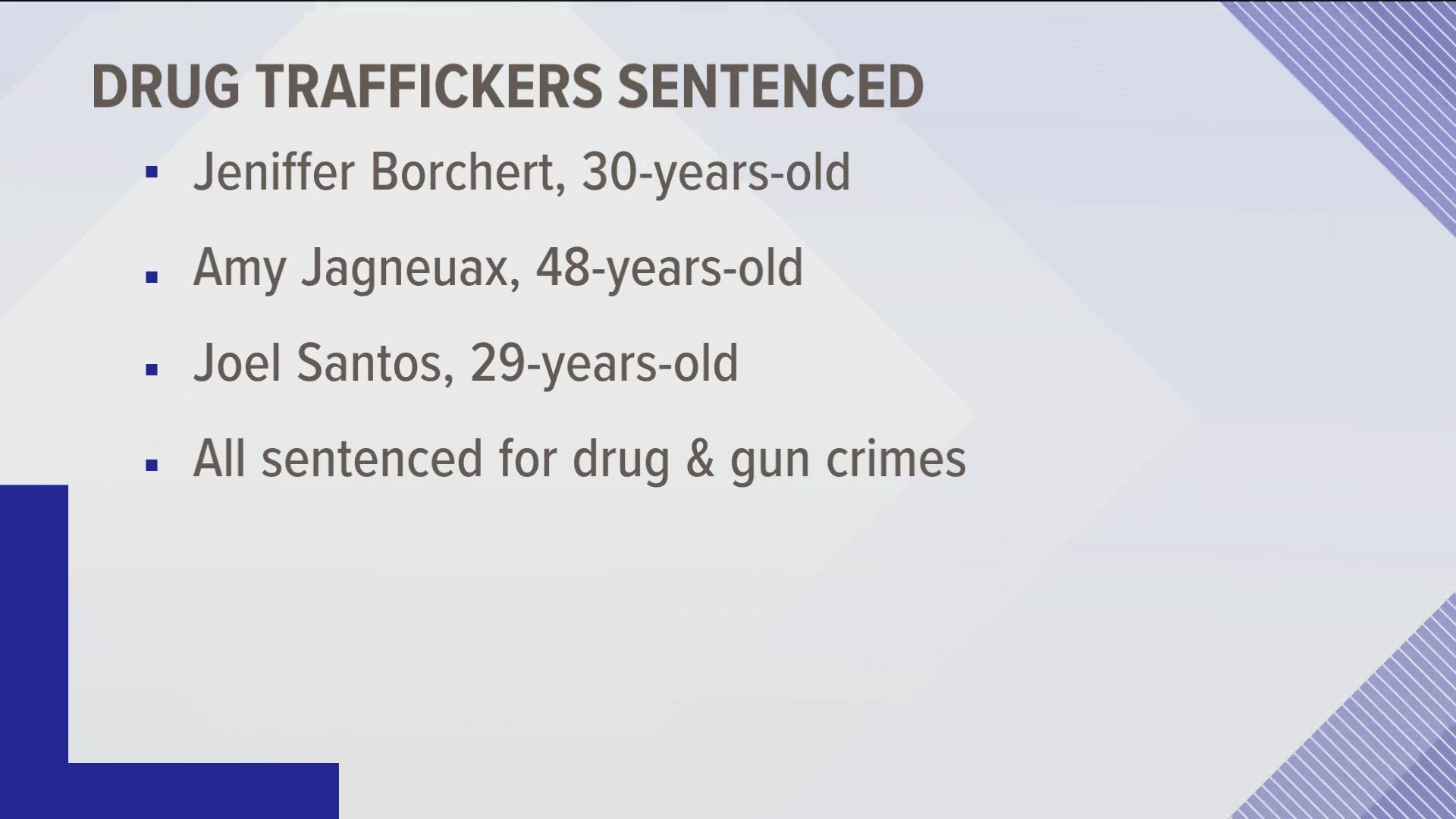 All three people sentenced had distributed fentanyl or methamphetamine.