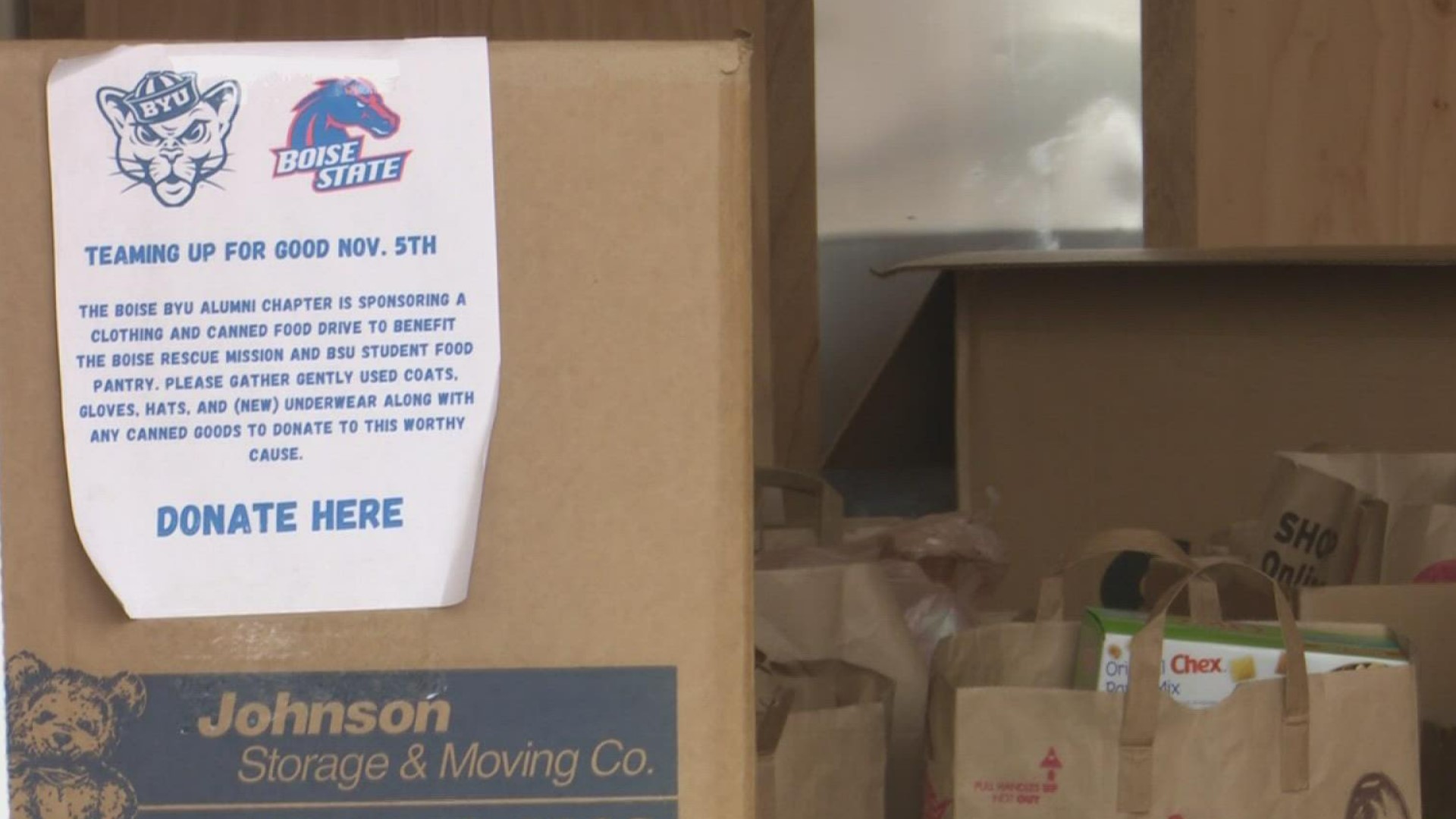 Fans from both teams were invited to bring donations for the Boise Rescue Mission and the Campus Food Pantry at Boise State University.