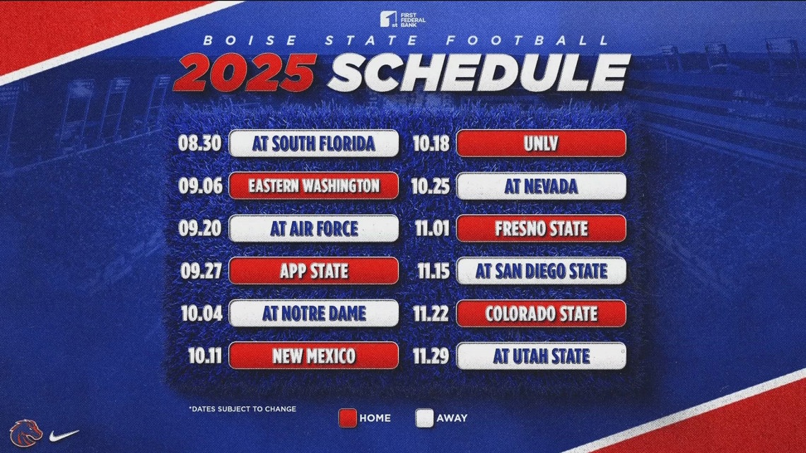 Boise State football #39 s 2025 schedule released ktvb com