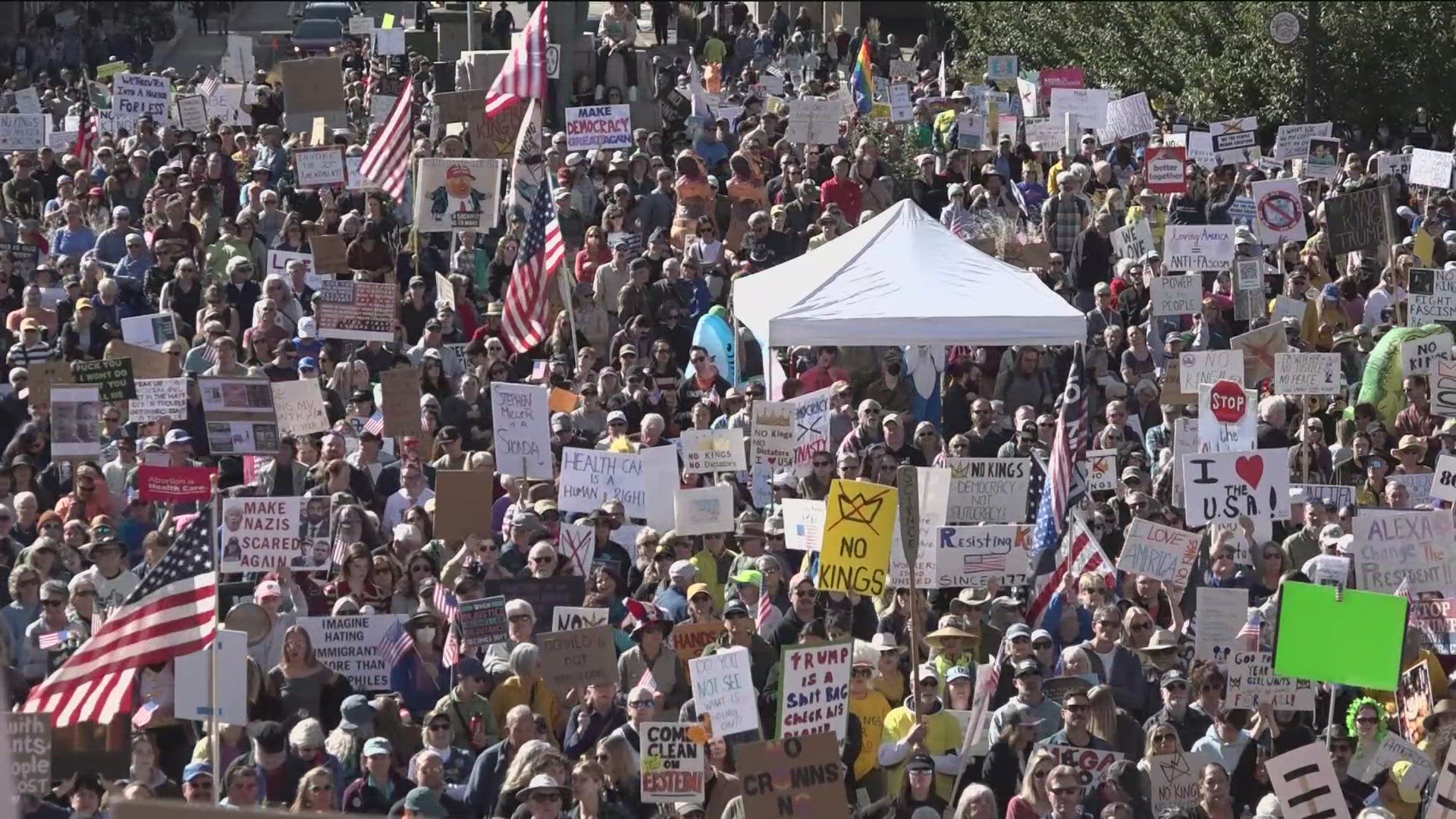 Thousands gathered for the protest, part of a nationwide movement demanding constitutional integrity and government accountability.
