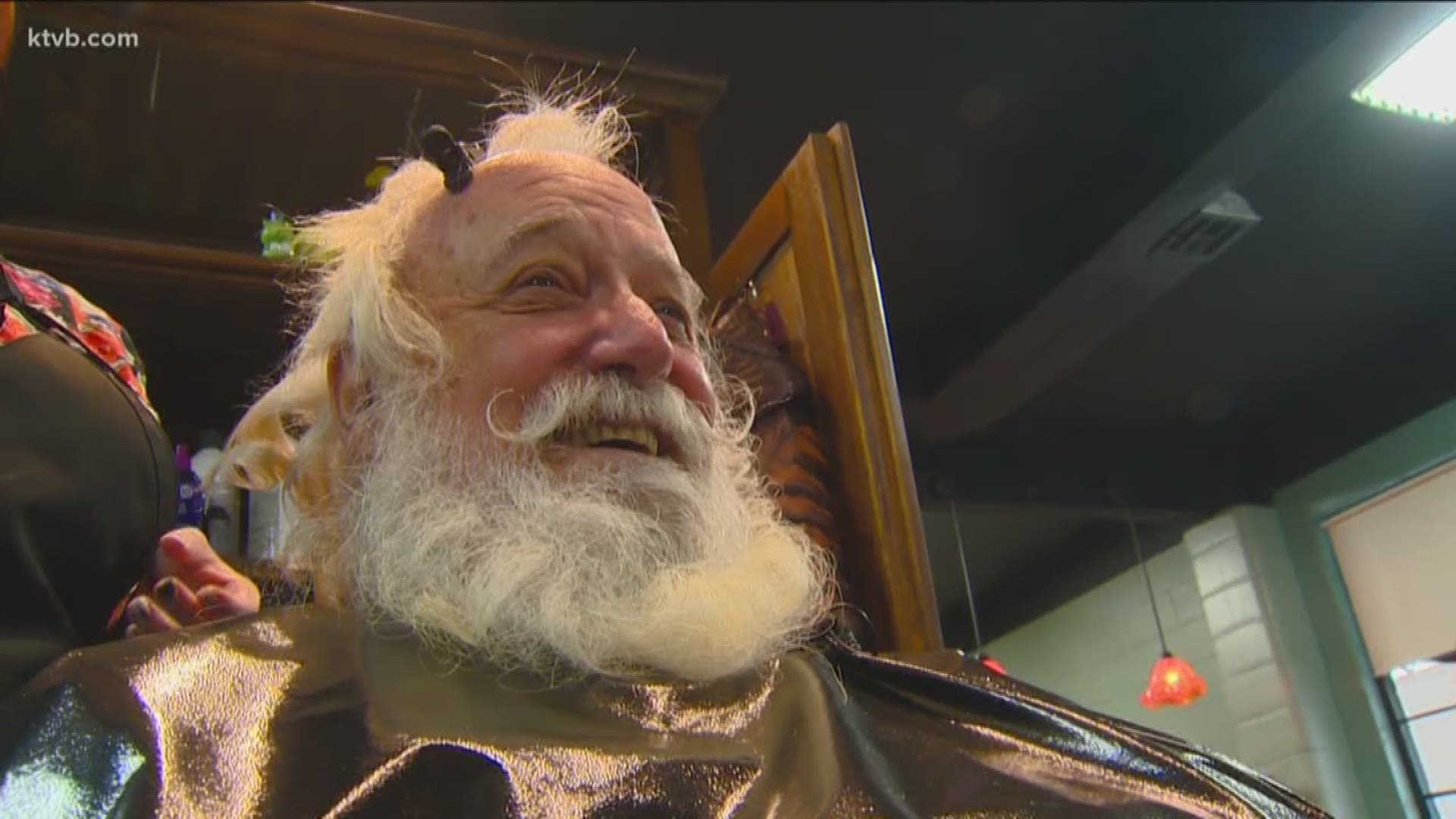 Santa took a break from visiting kids at Boise Towne Square Mall so he could get a haircut at a local salon.