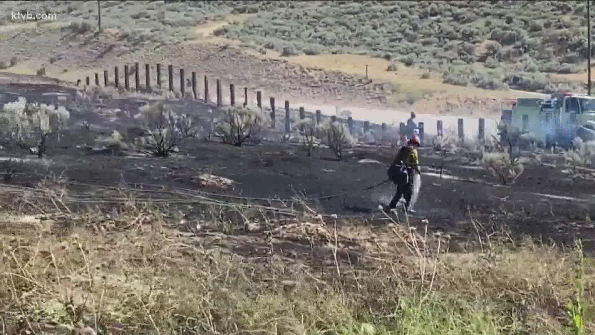 Two grass fires were reported near the Ada-Gem County line Tuesday afternoon.