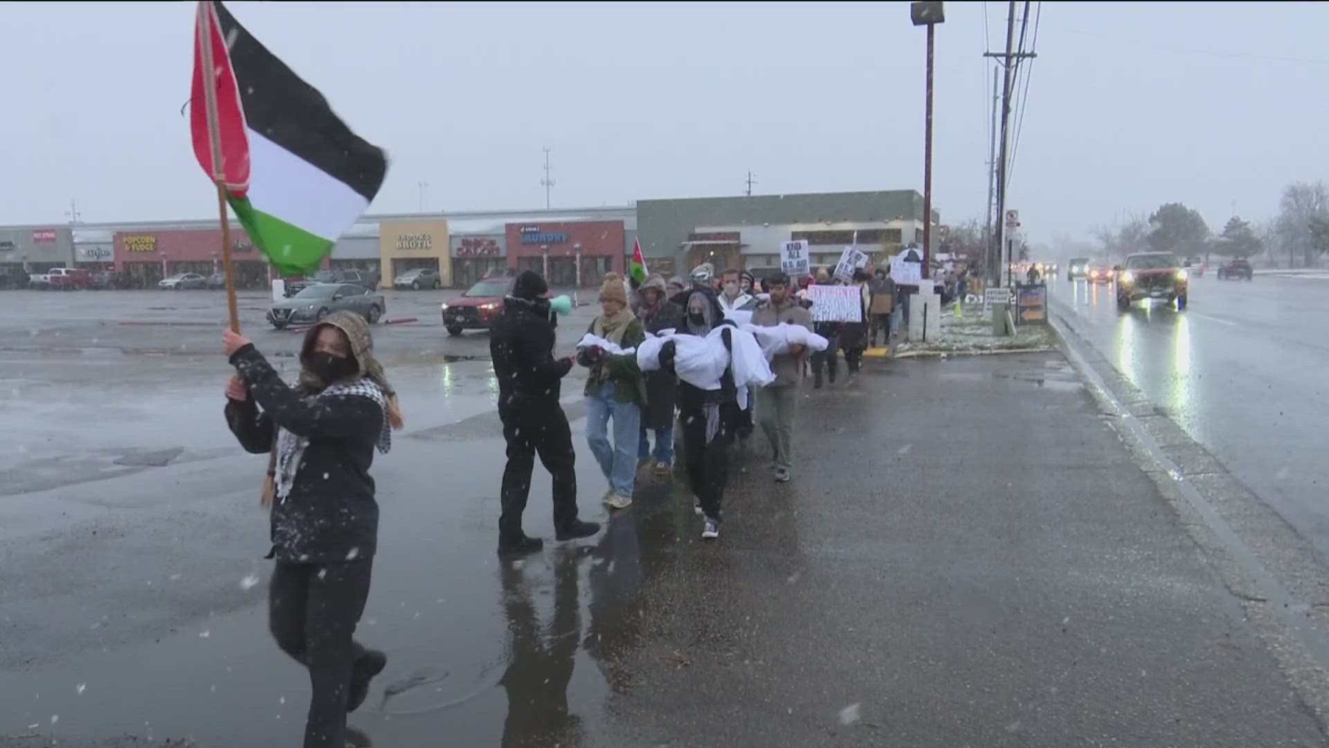Boise to Palestine organized Saturday's rally on Chinden Boulevard.