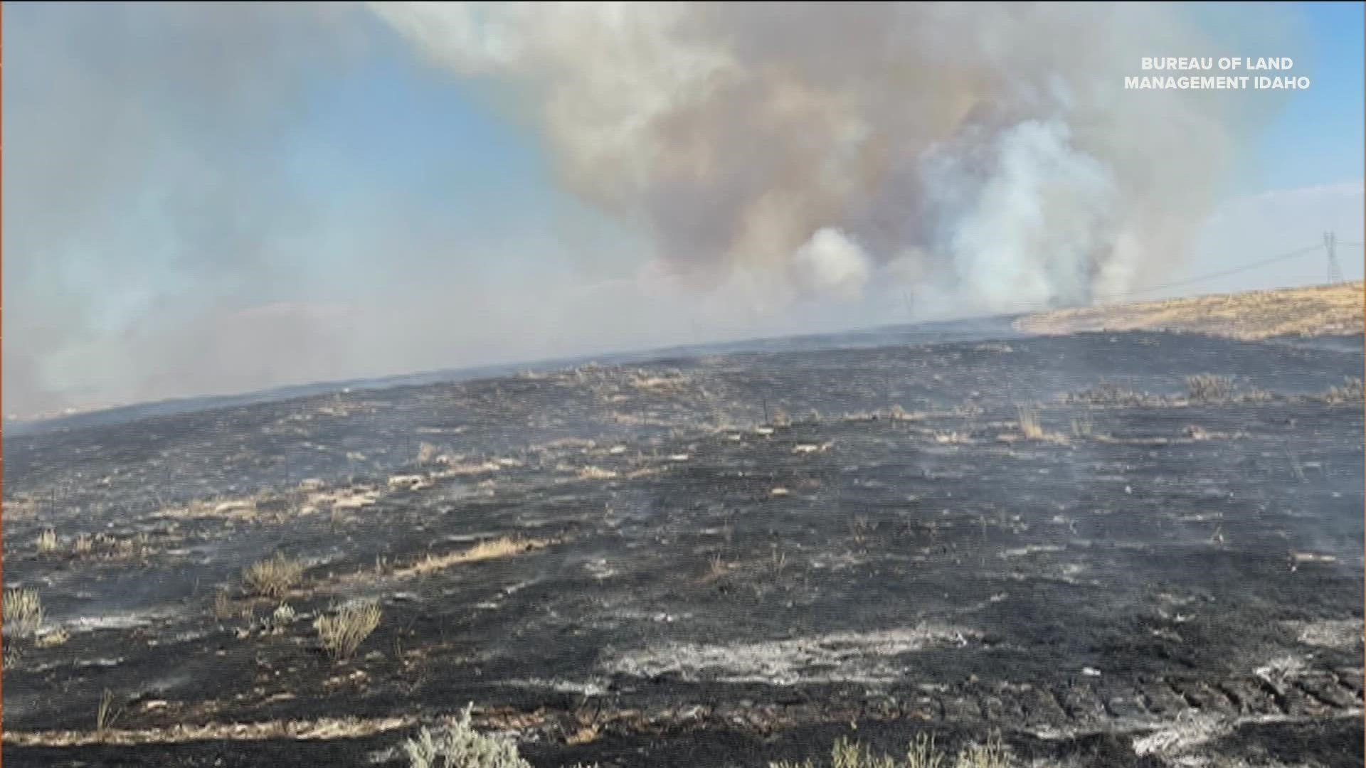 The Bureau of Land Management responded to three fires, including the Doubletapp Fire near I-84 and Simco Road.