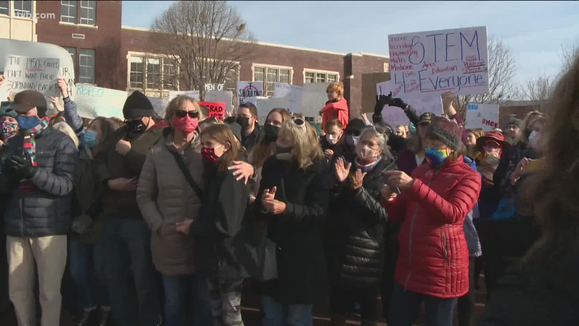 Hundreds of people came to the Boise State campus Saturday to rally in support of women.