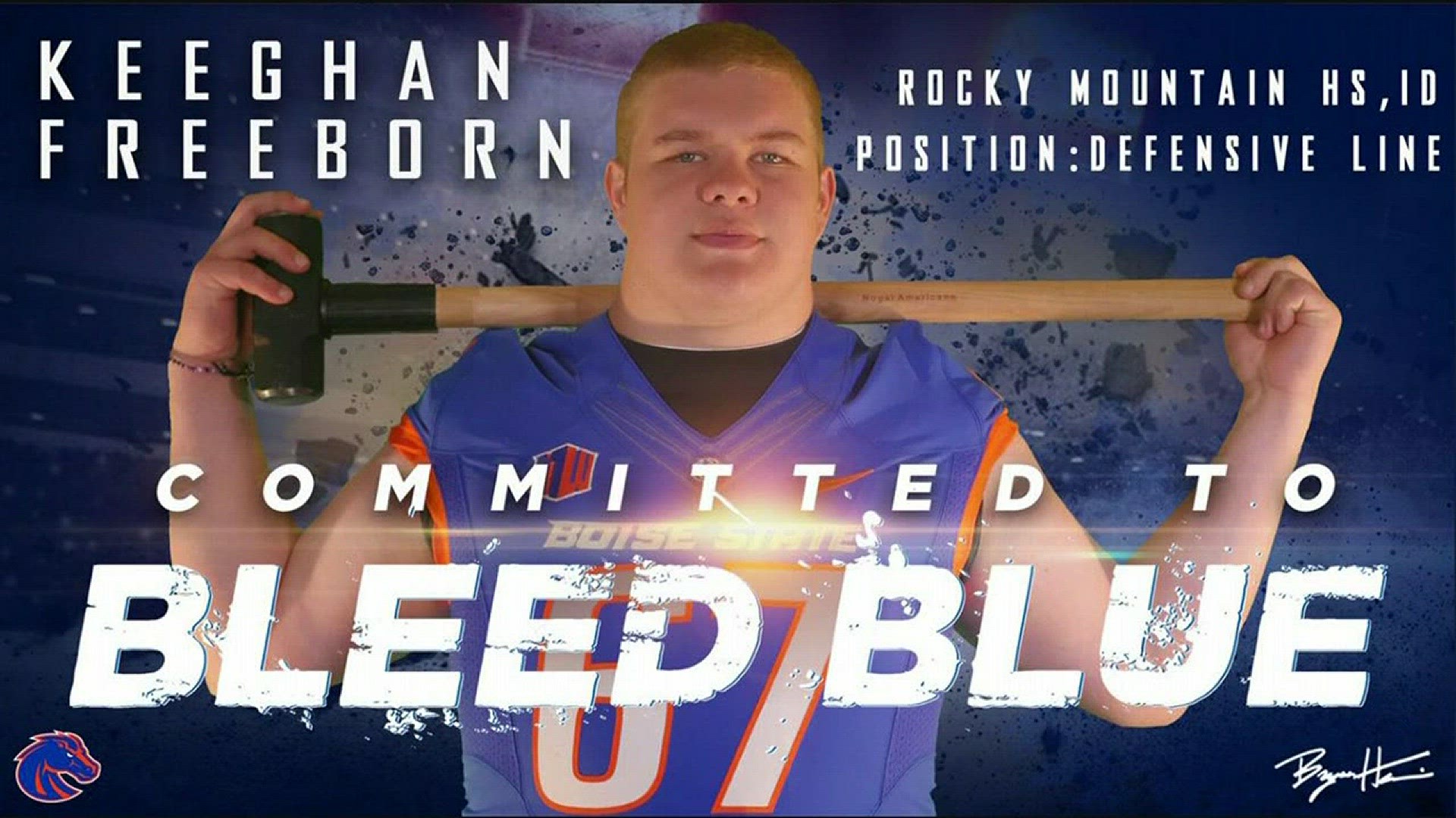 RMHS nose guard Keeghan Freeborn committed to Boise State football Thursday.