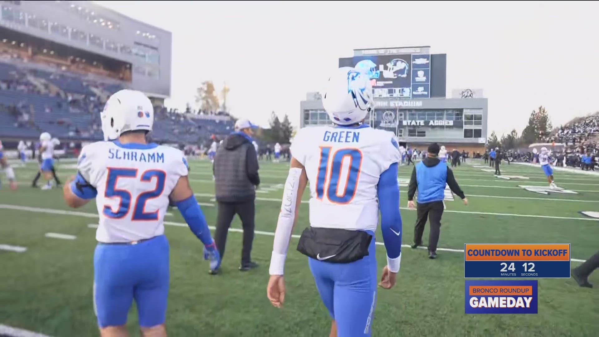 The Broncos are showcasing white helmets and jerseys with blue pants for the first time this season. Boise State's all-time record in the combination is 4-3.