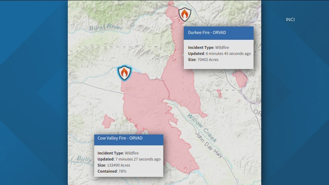 Update More Evacuations for Durkee, Cow Fires