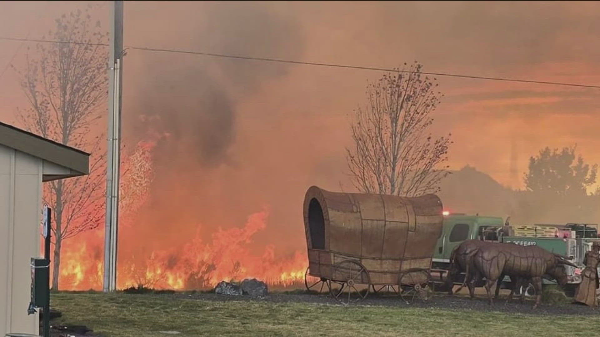 Crews from multiple agencies are responding to the Leeds Fire burning in southeast Boise on Wednesday afternoon. 