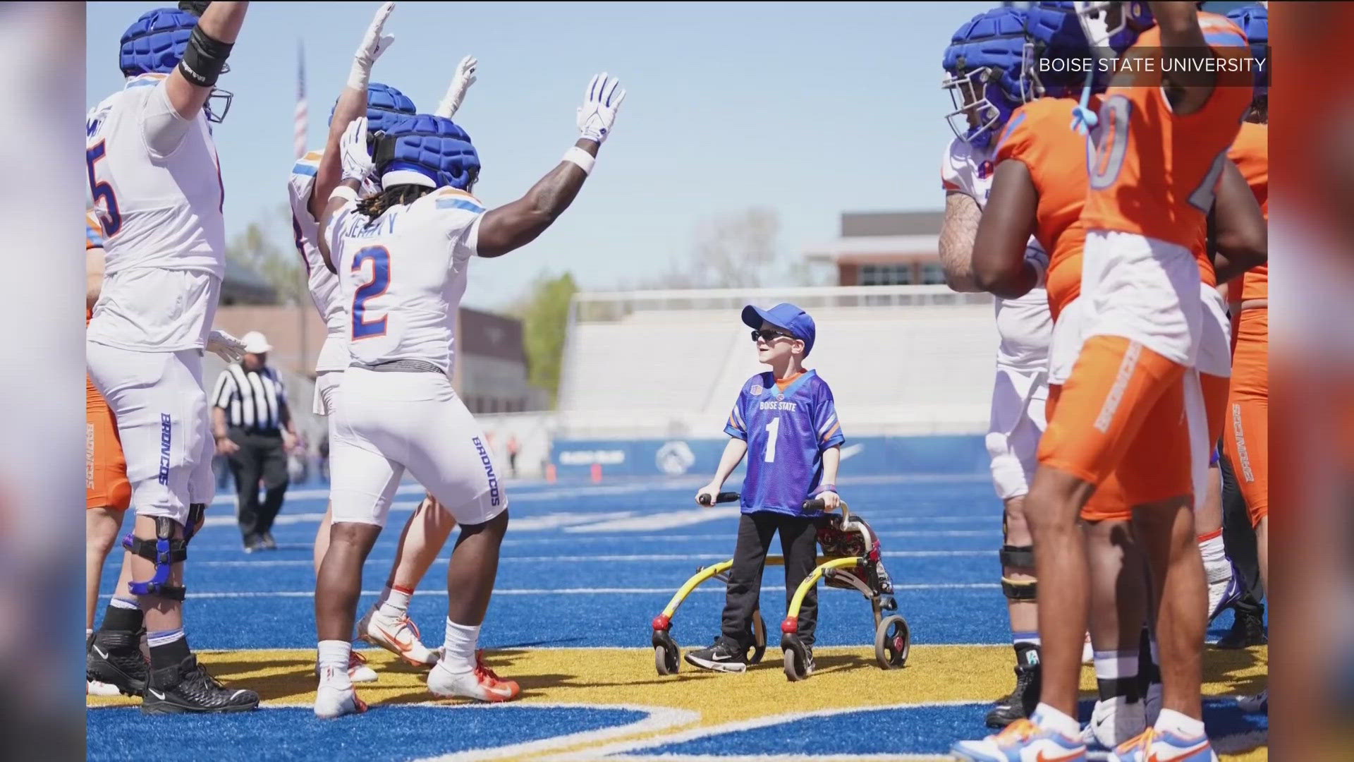 Weston Derrick joined the Boise State Broncos in February thanks to Team IMPACT. The players and the coaches love having him on the team.