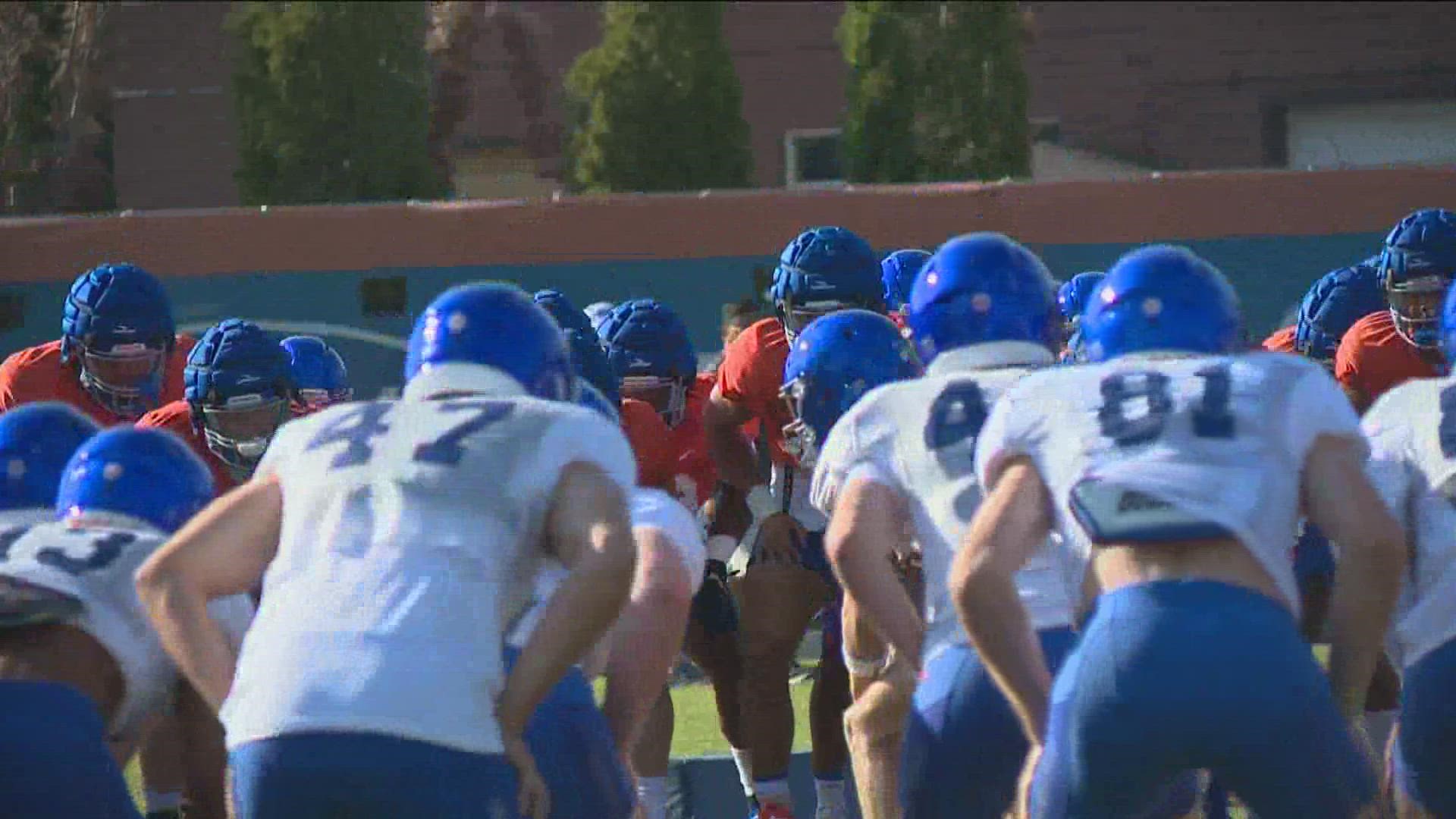 This morning marked BSU's first practice with full pads, suddenly making the season kickoff feel a little closer.