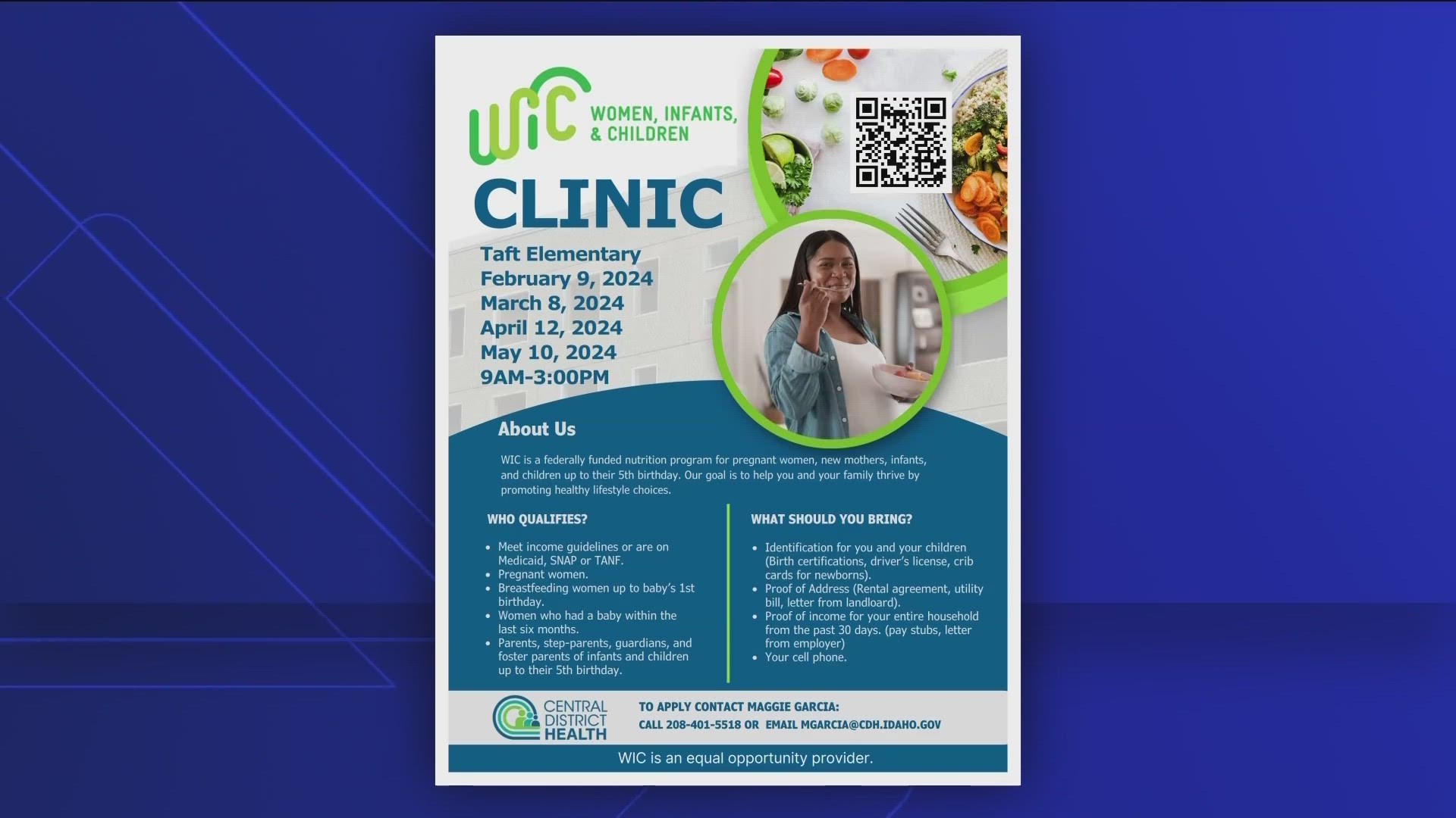 Central District Health is partnering with the Boise School District to offer free WIC clinics for qualifying families.