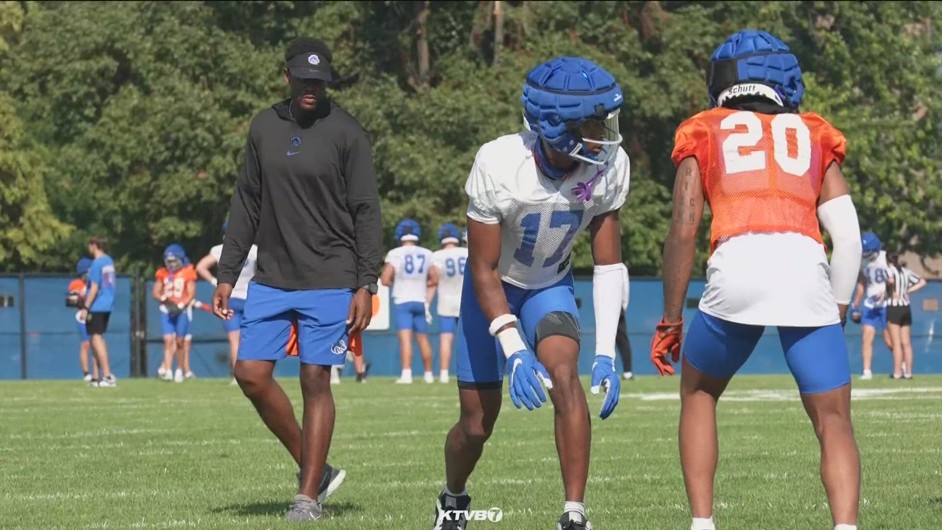 Boise State's first practice featured takeaways in team and 7-on-7 drills, impressive wide receiver play and – even without pads – offensive and defensive line work.