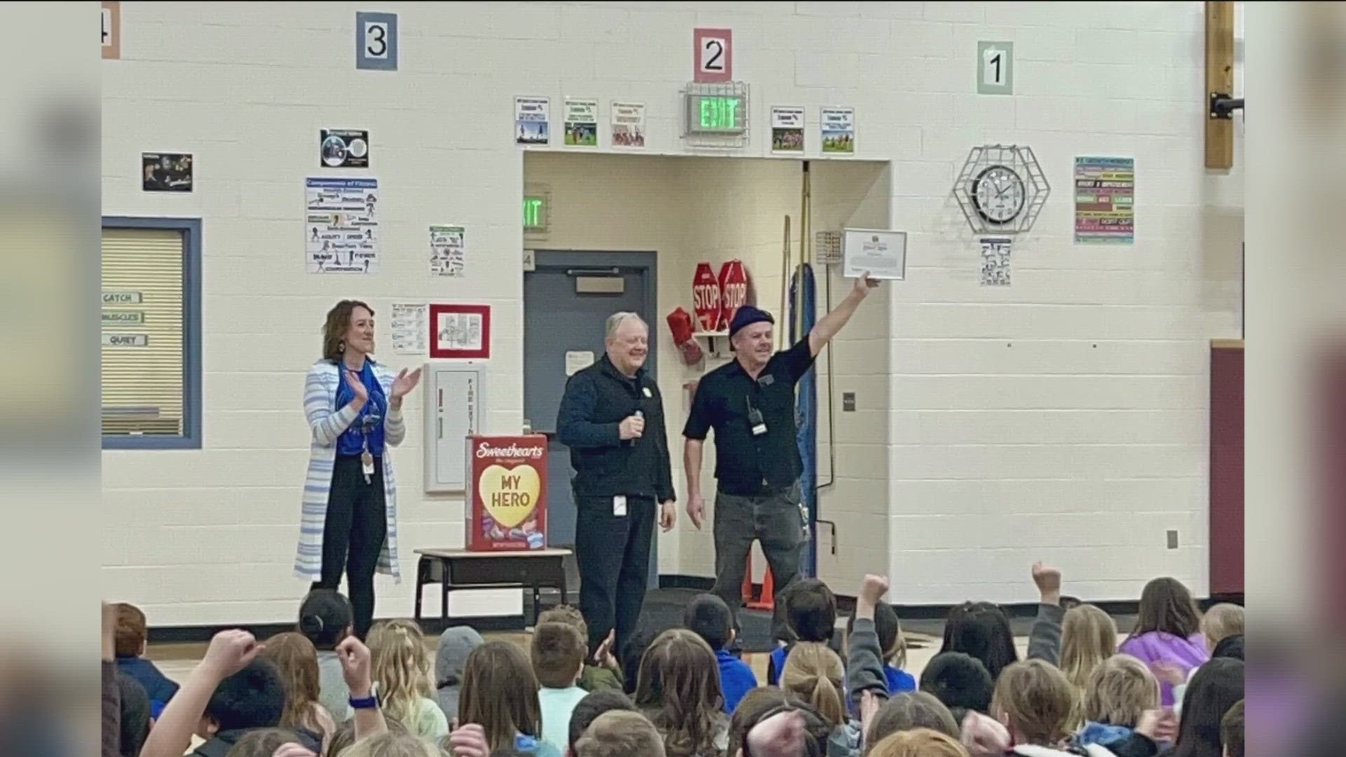 J.R. Goleman, the custodian at Desert Springs Elementary in Nampa, was surprised with the Idaho Lottery School Hero Award.