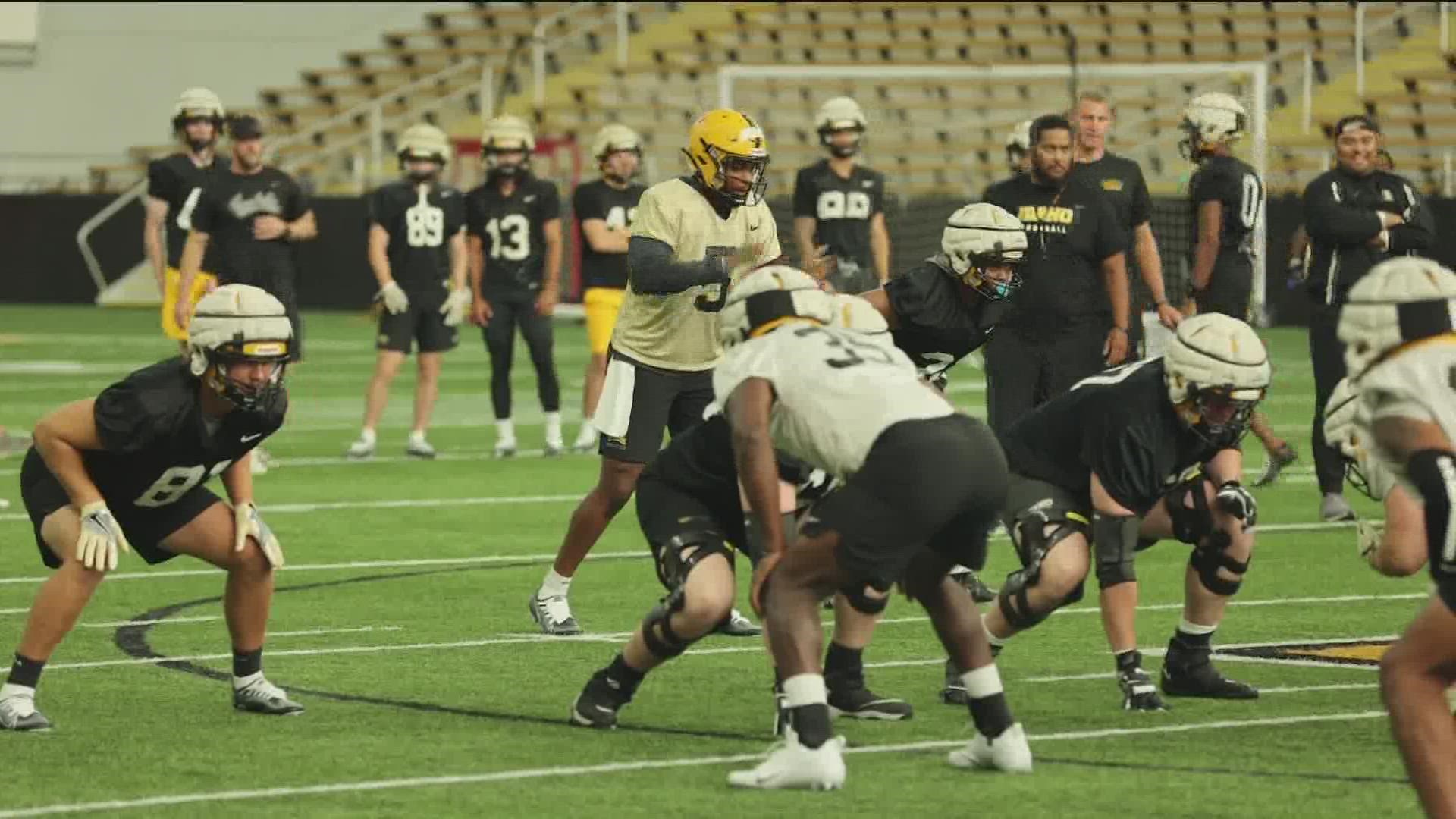 Once again, Vandals enter camp without a clear cut starting quarterback. Returners CJ Jordan and Giovani McCoy splitting first team reps with transfer J'Bore Gibbs.