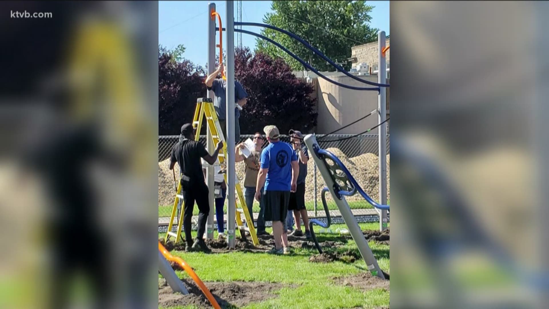 More than 90 unexpected volunteers helped build the first-ever playground at a middle school in Mountain Home on Saturday. Officials say they were only expecting about a dozen people to help build the playground, but once word got out about the projects, nearly 100 people came out to help, including a local football team.