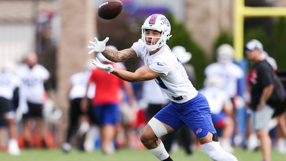 Buffalo Bills wide receiver Khalil Shakir (10) looks on during pre